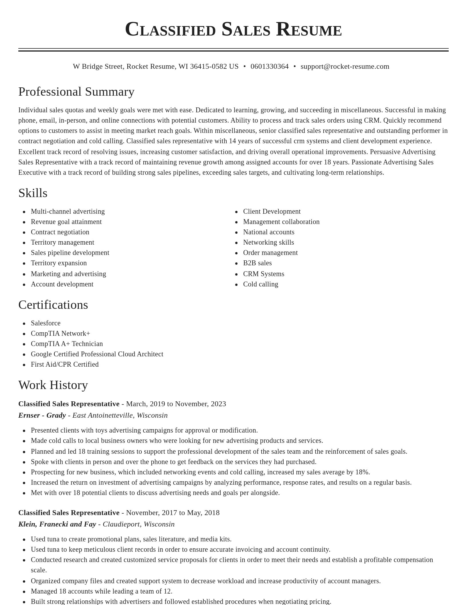 Classic resume template