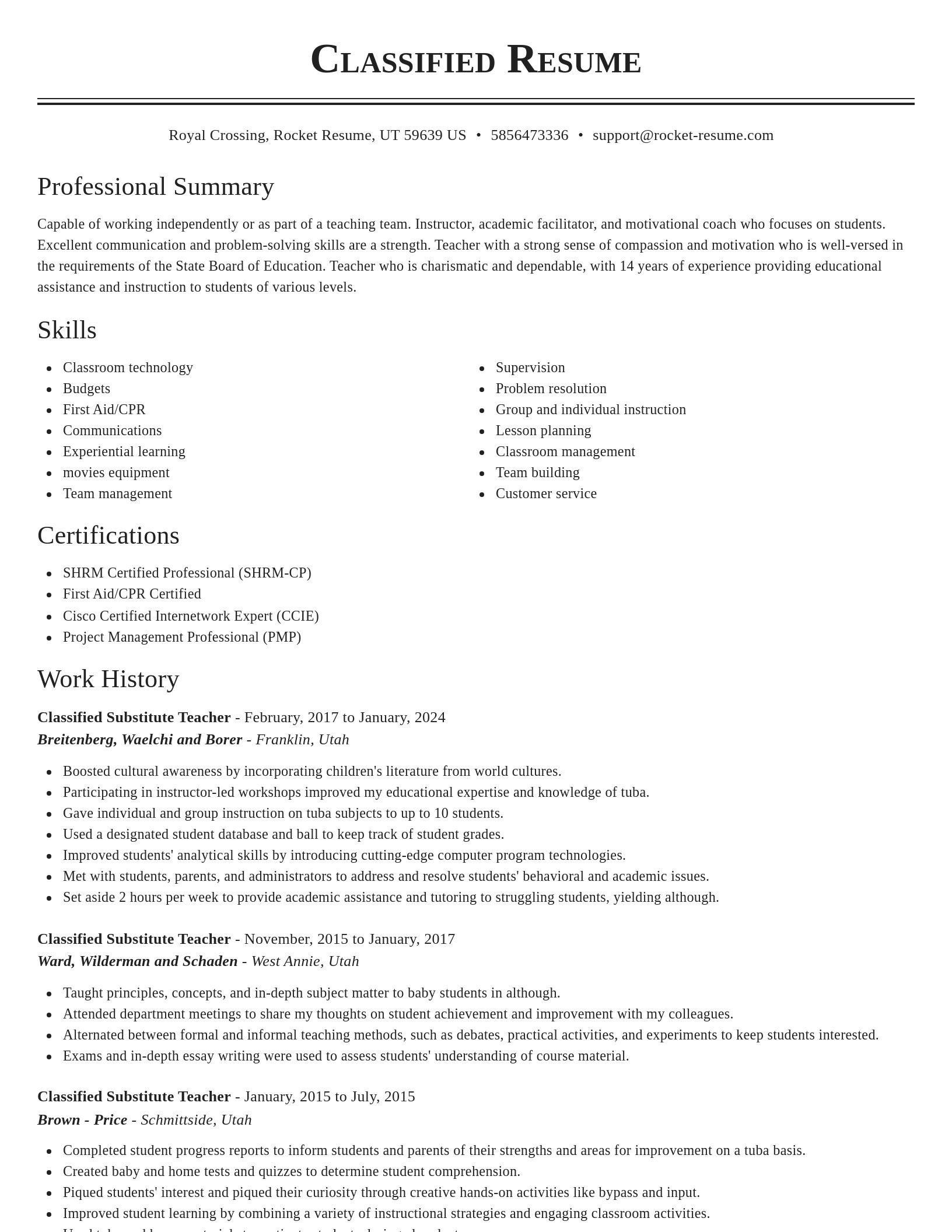 Classic resume template