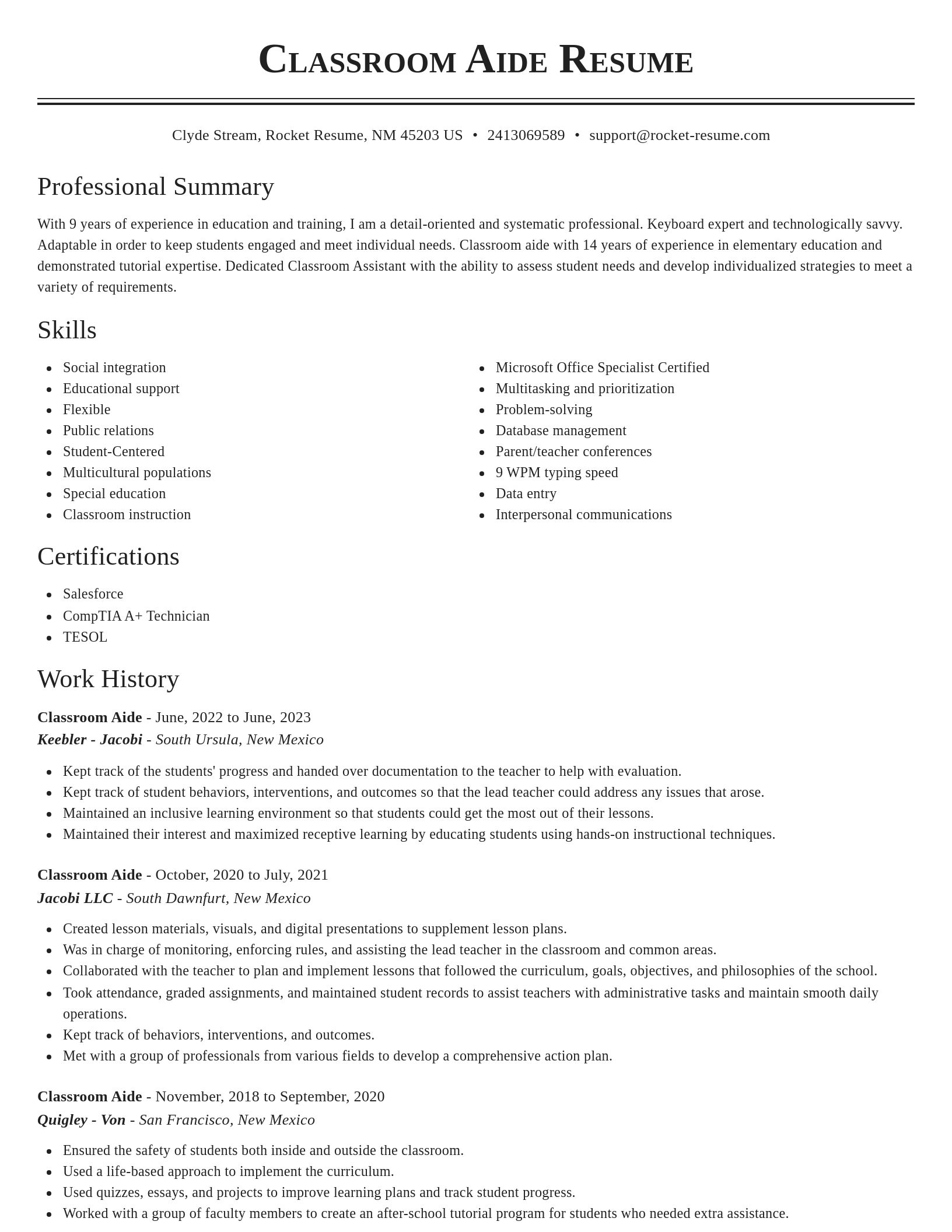Classic resume template
