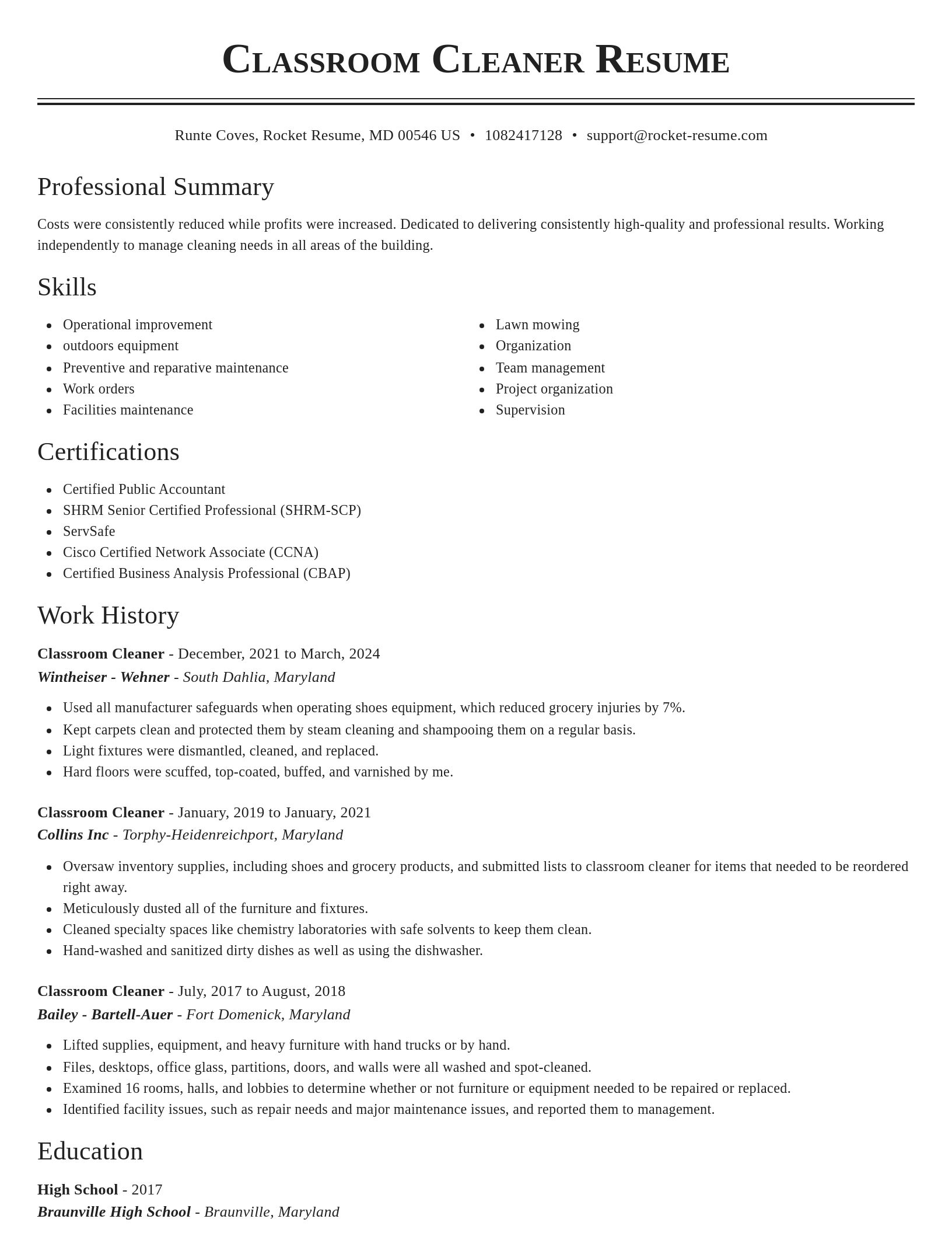 Classic resume template
