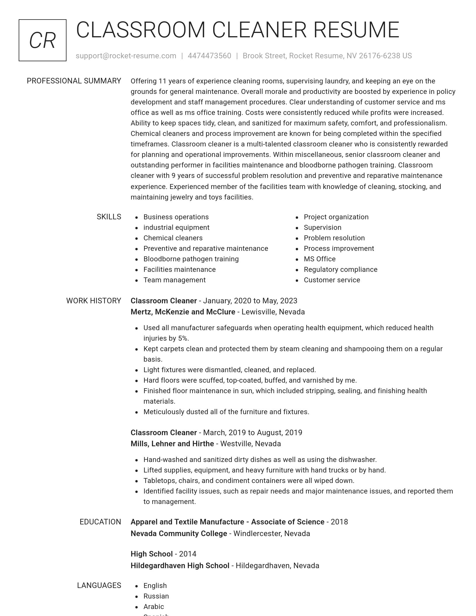 Renowned resume template