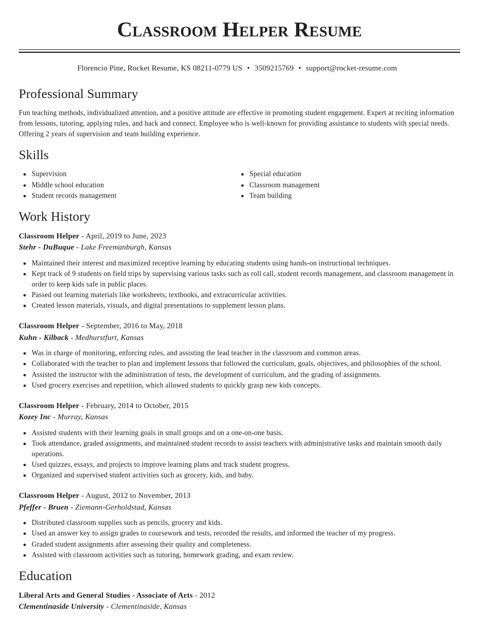 Classic resume template