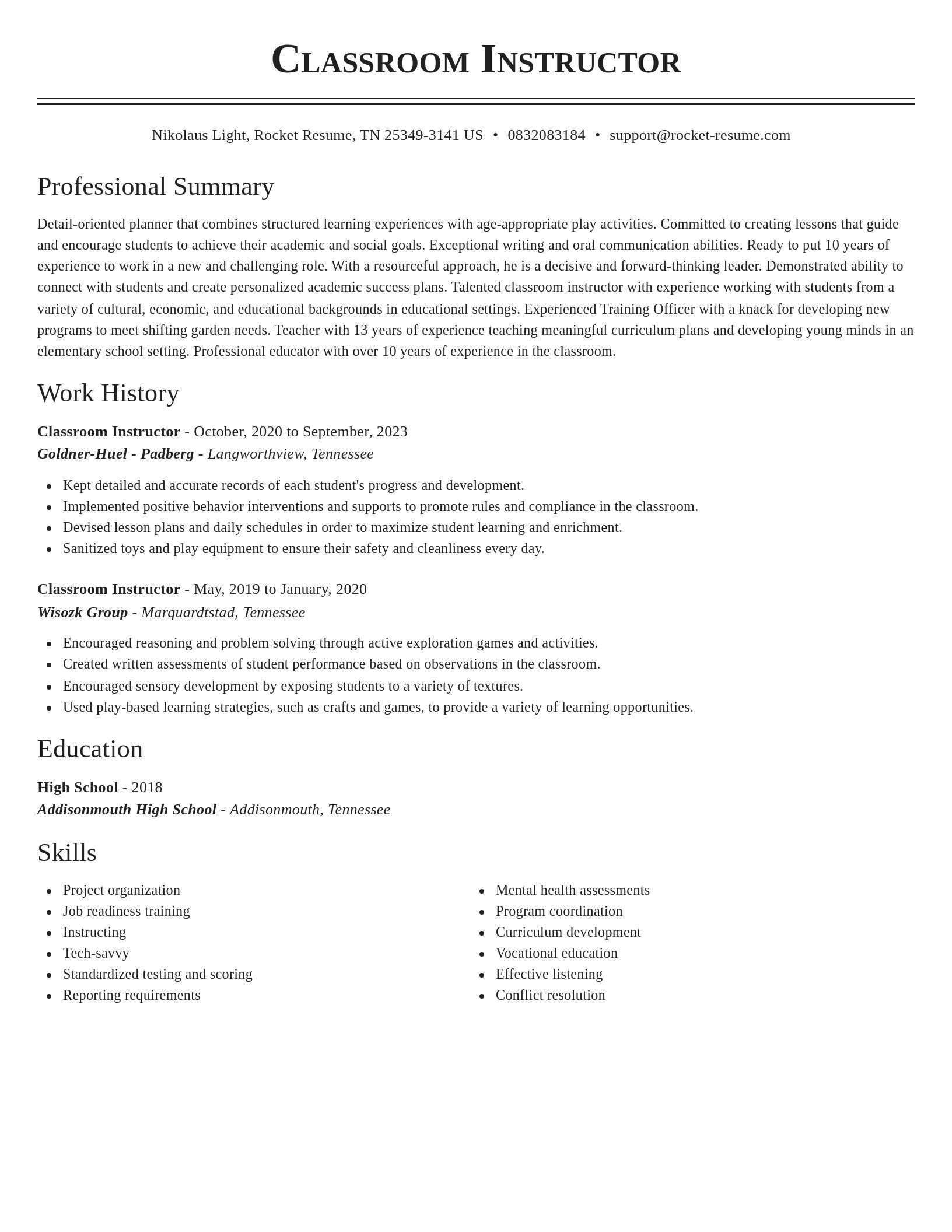 Classic resume template
