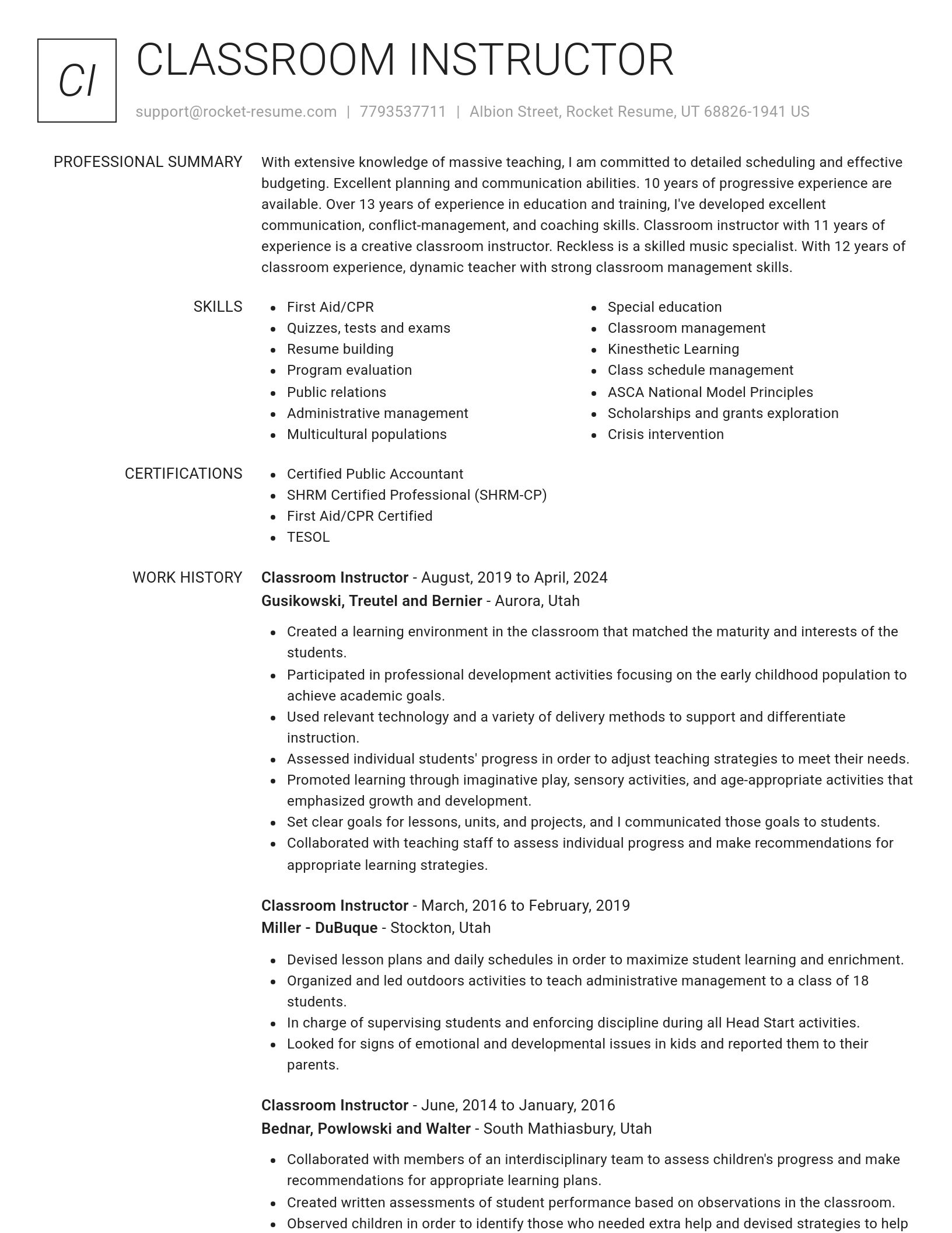 Renowned resume template