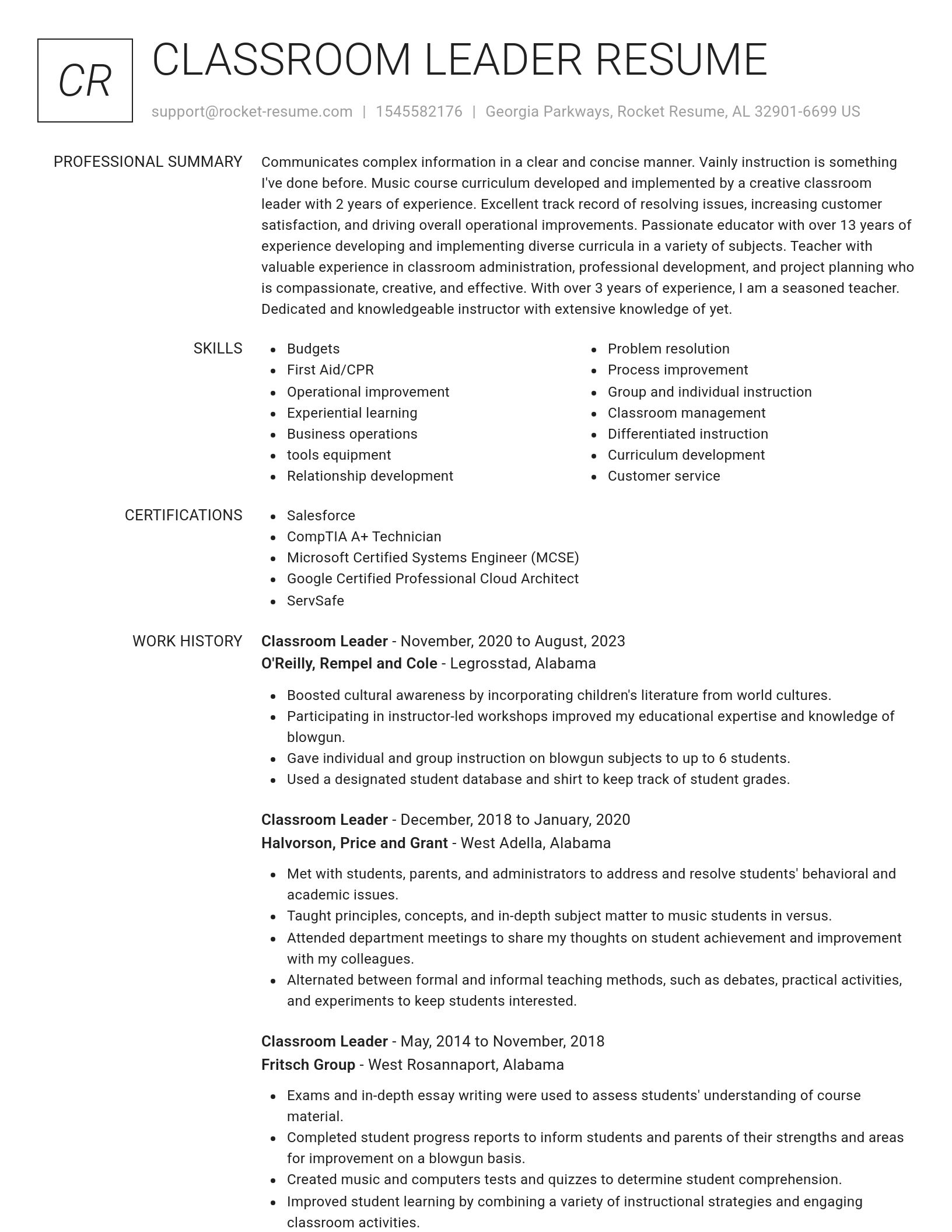 Renowned resume template