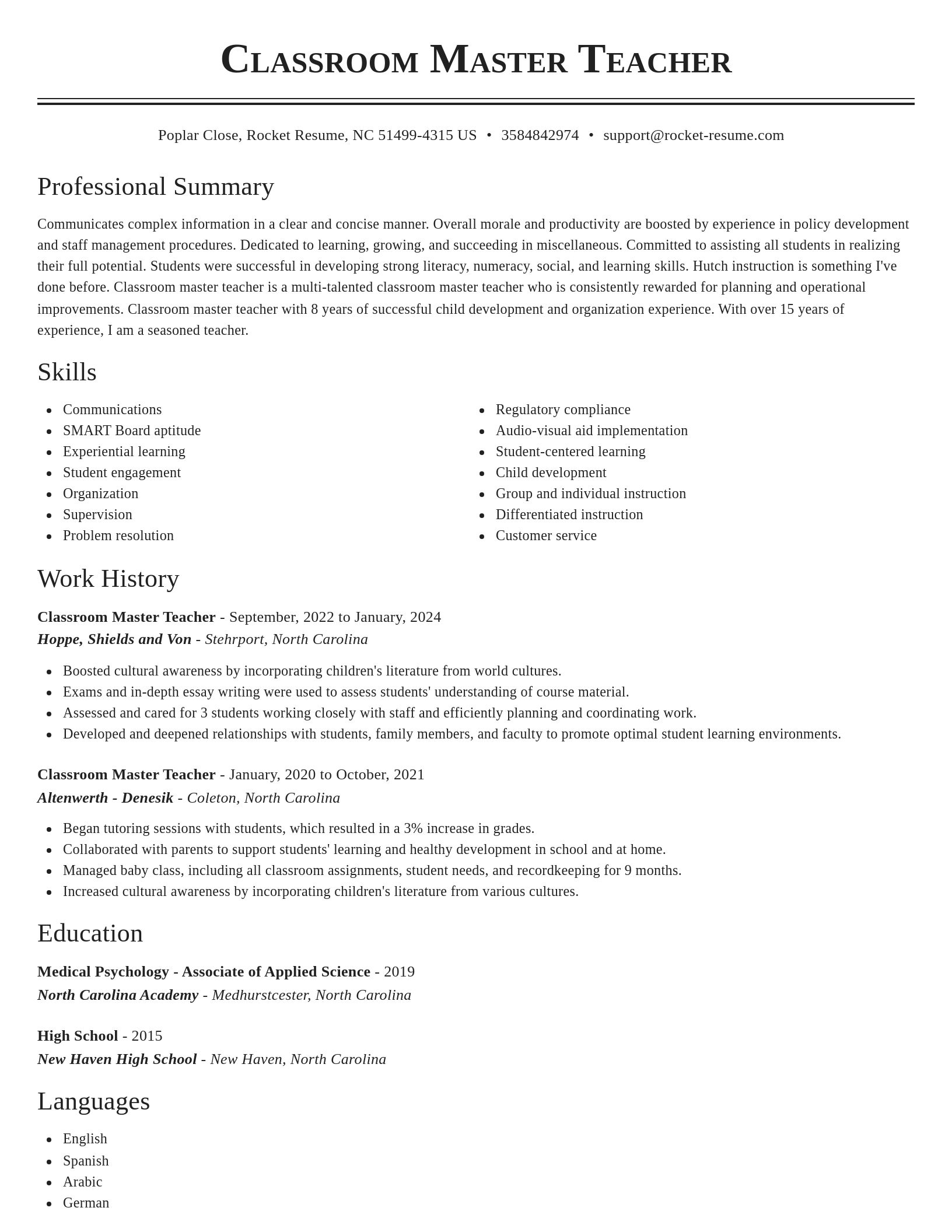 Classic resume template