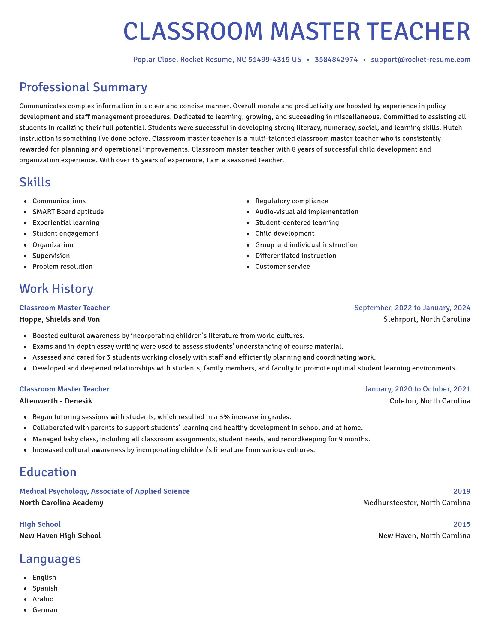 Novel resume template