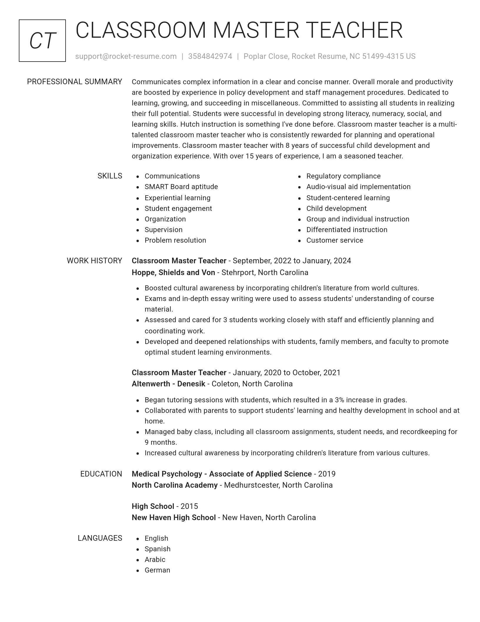 Renowned resume template