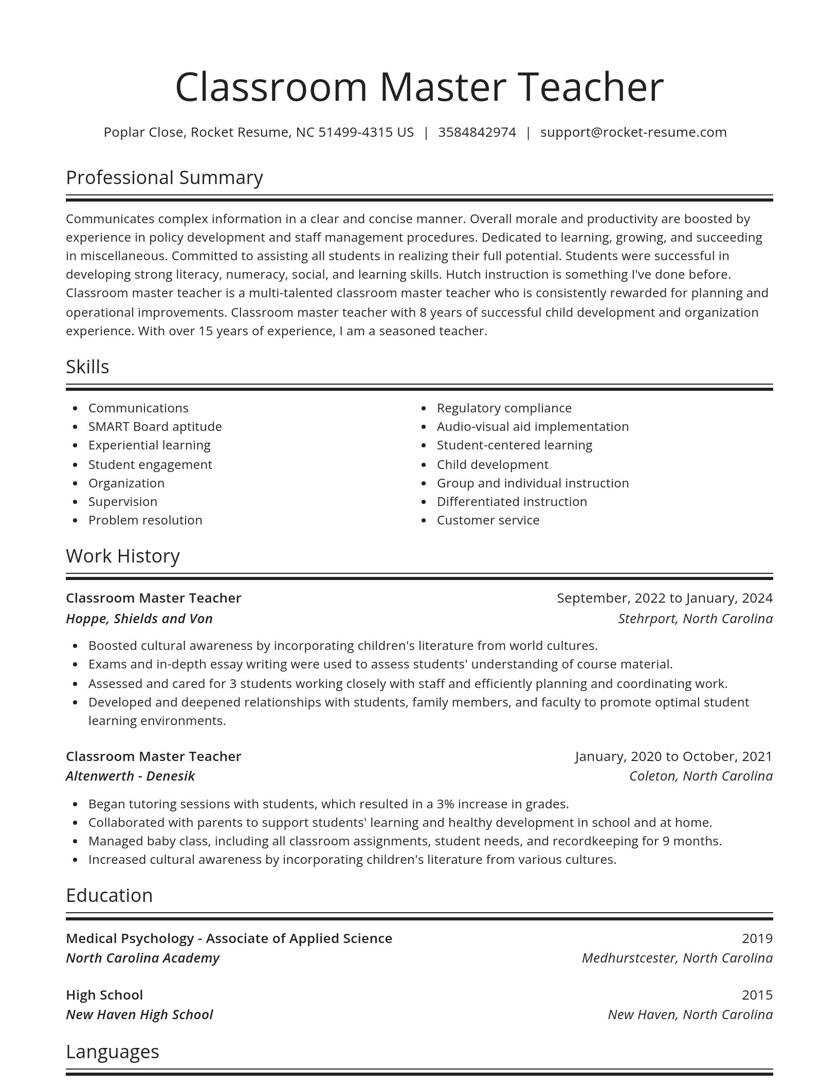 Spotlight resume template