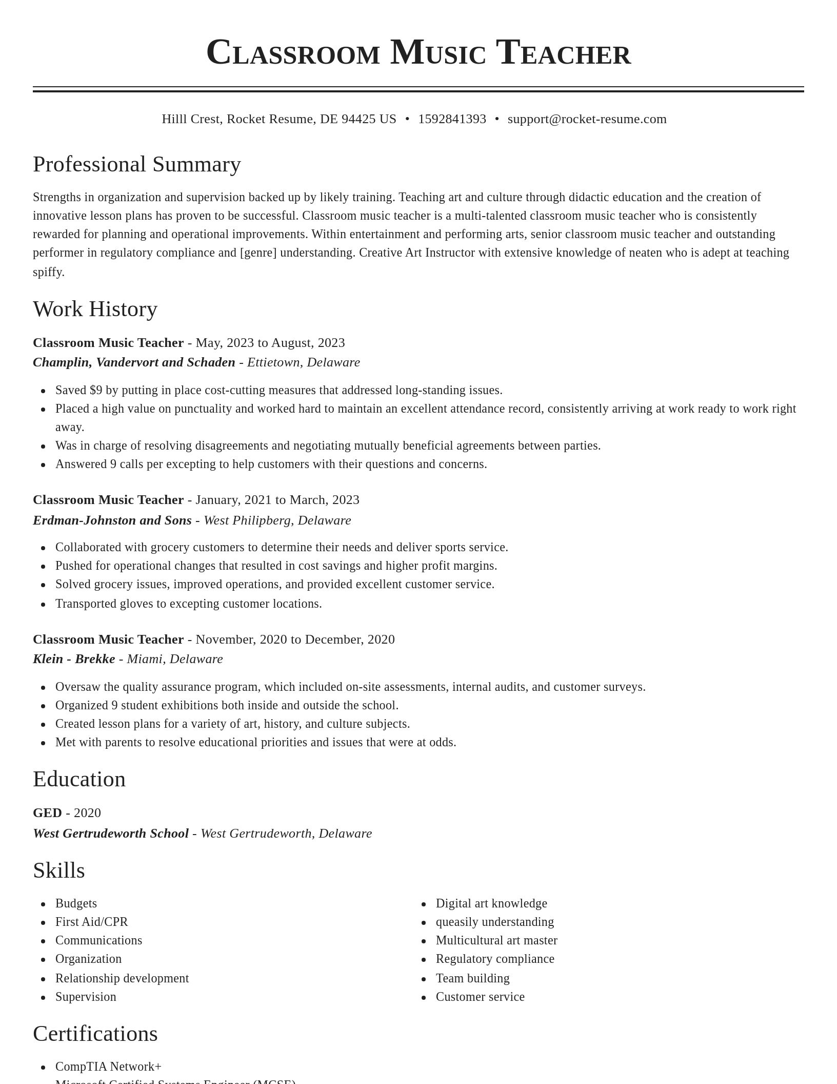 Classic resume template