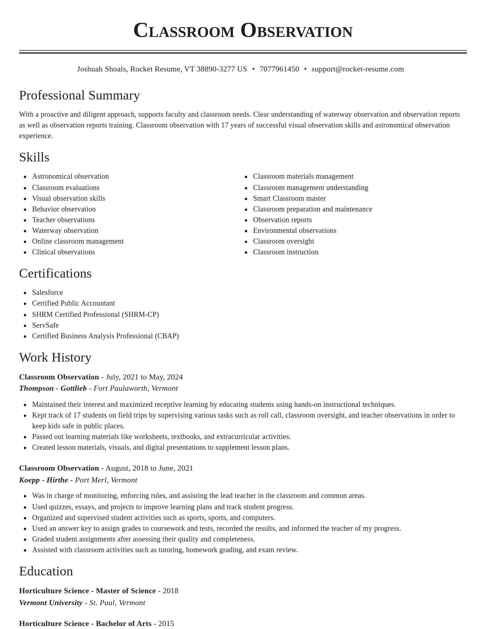 Classic resume template