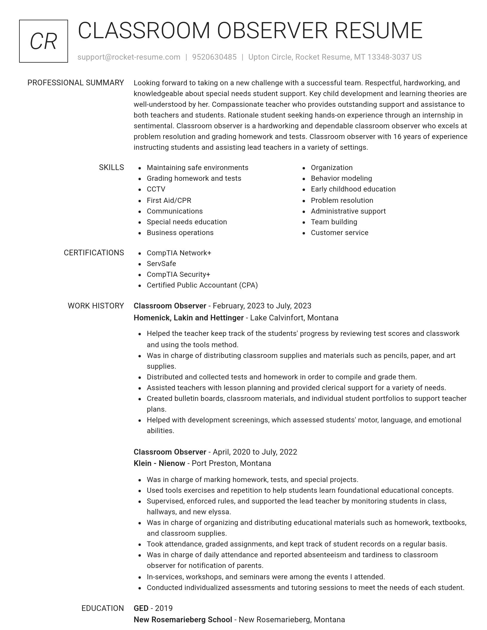 Renowned resume template