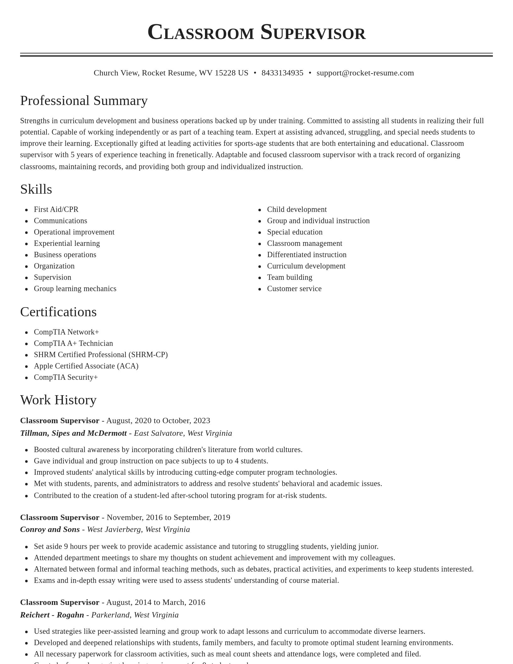Classic resume template
