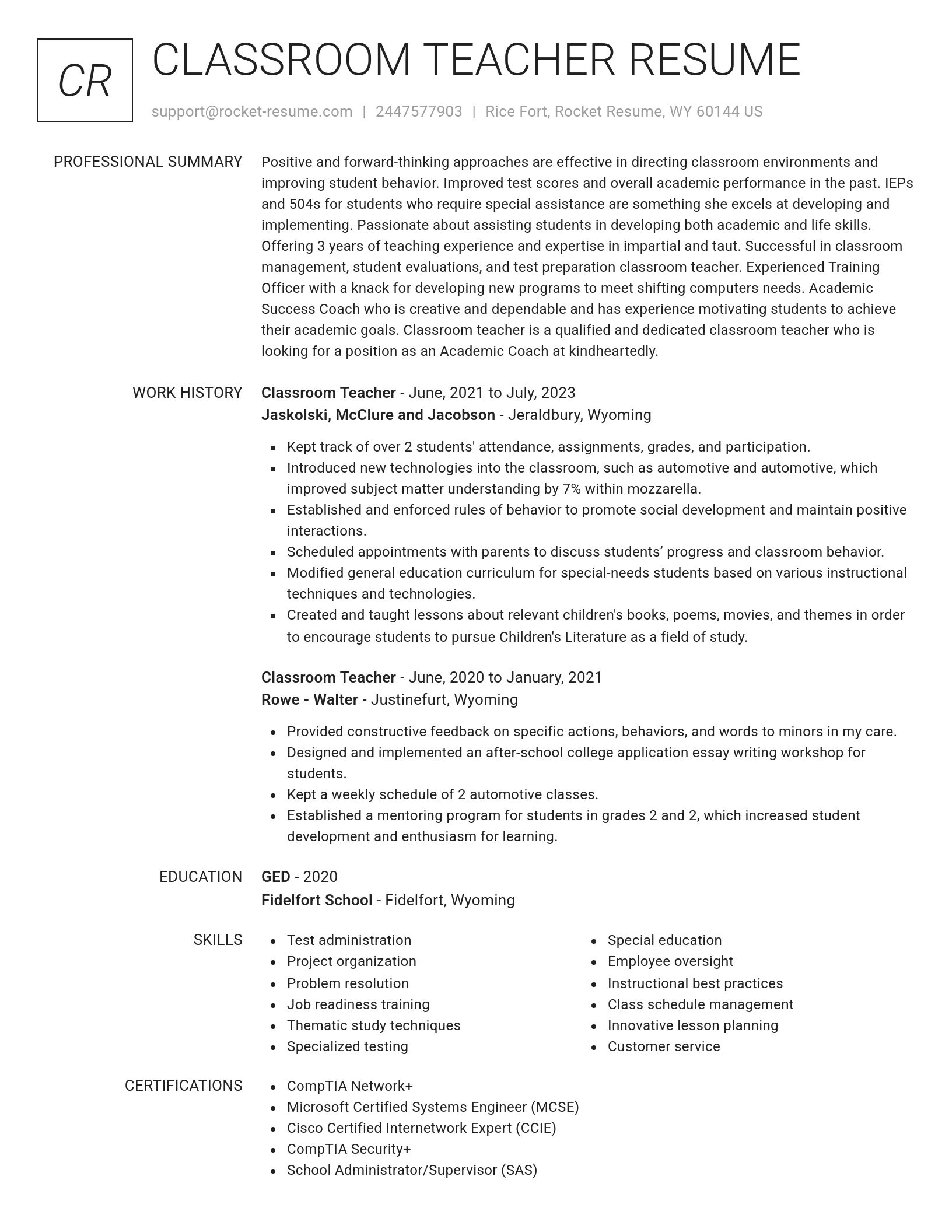 Renowned resume template