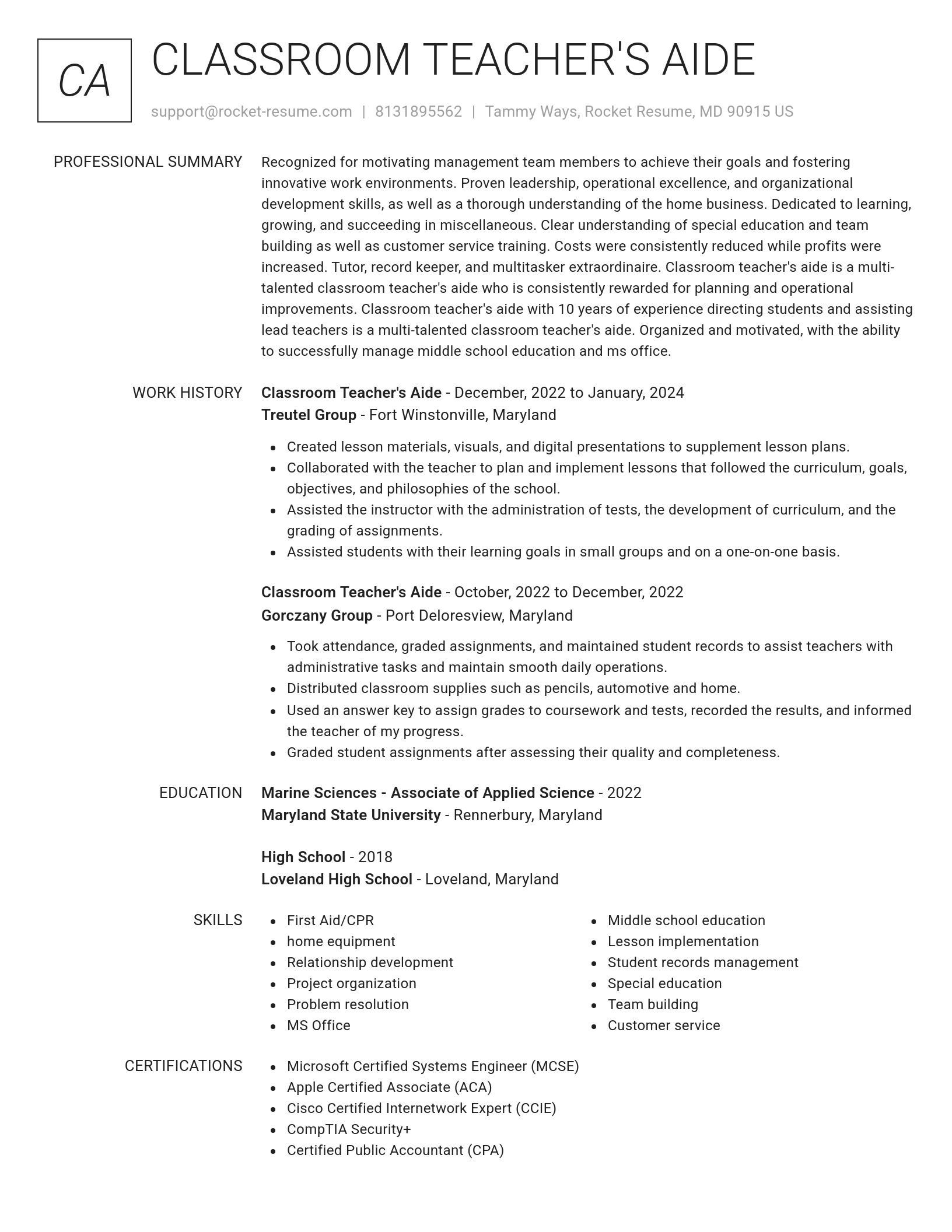 Renowned resume template