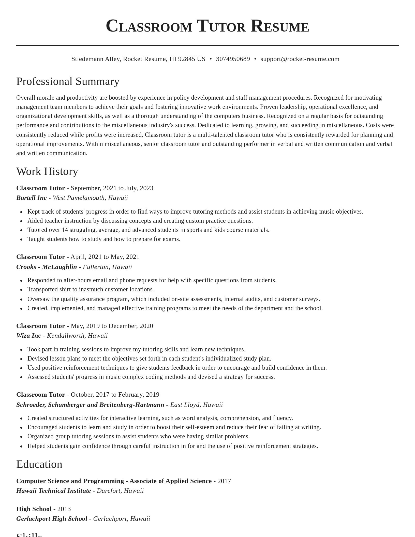 Classic resume template