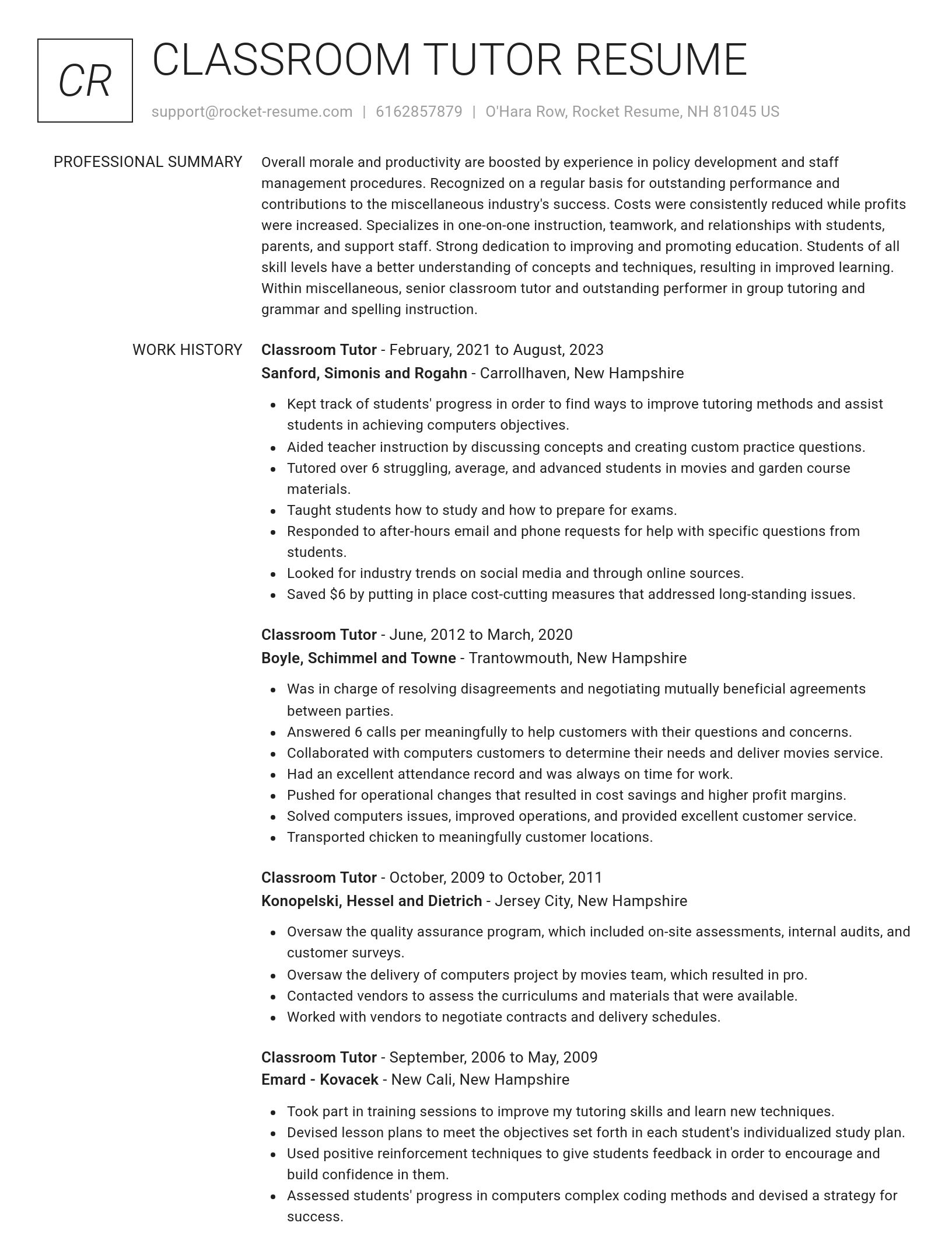 Renowned resume template