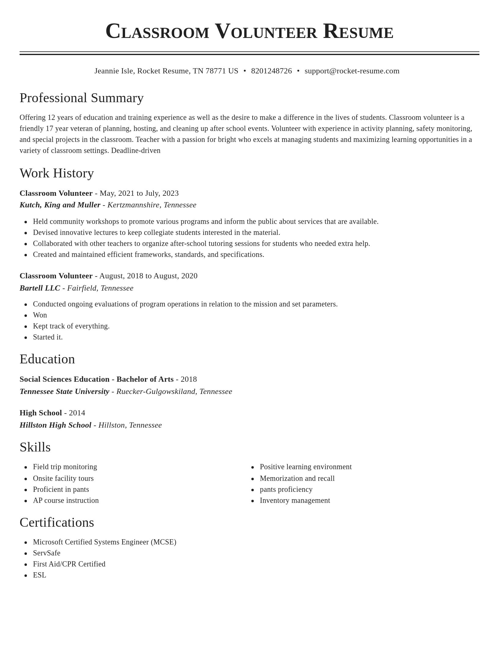 Classic resume template
