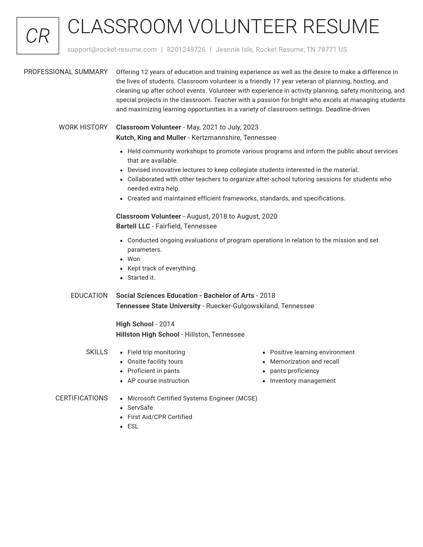 Renowned resume template