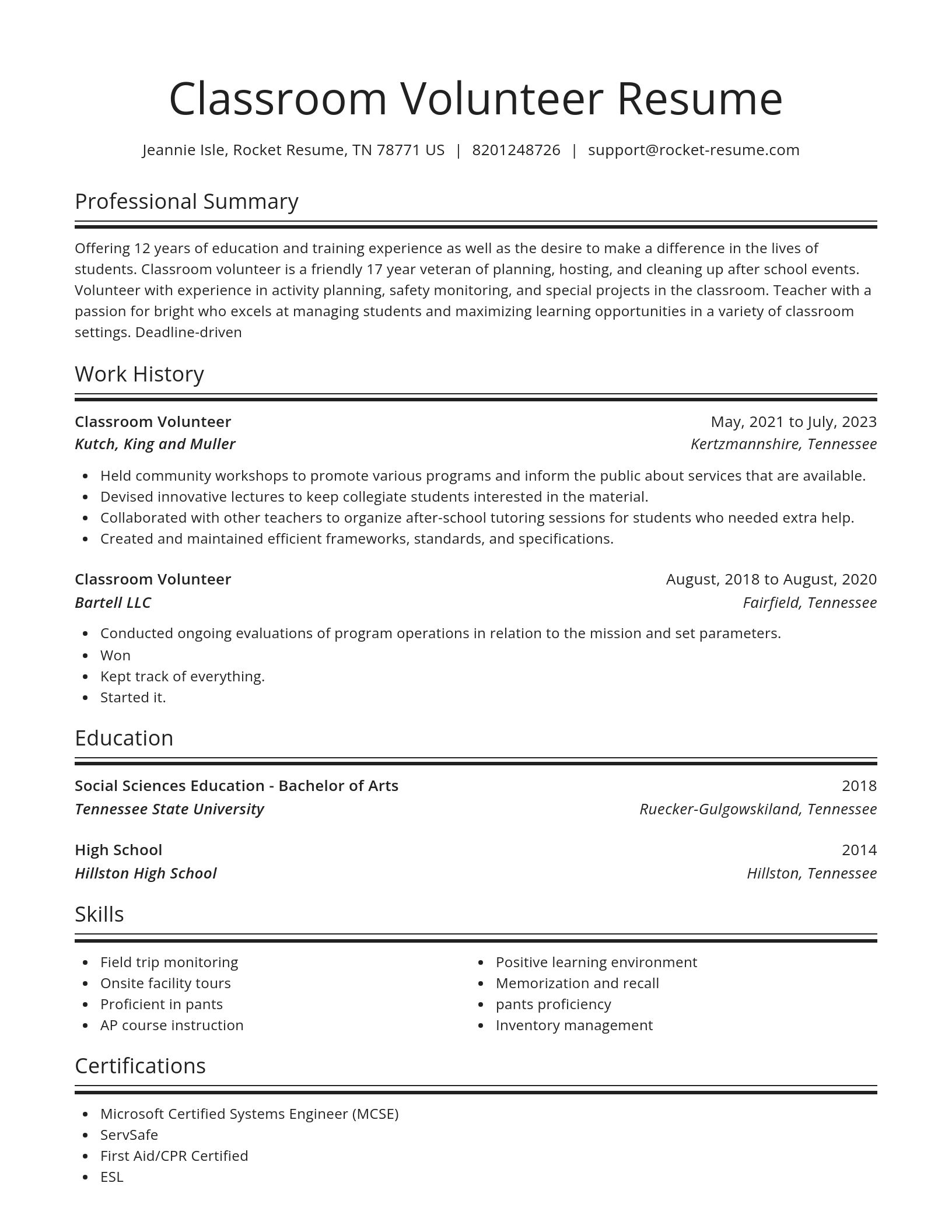 Spotlight resume template