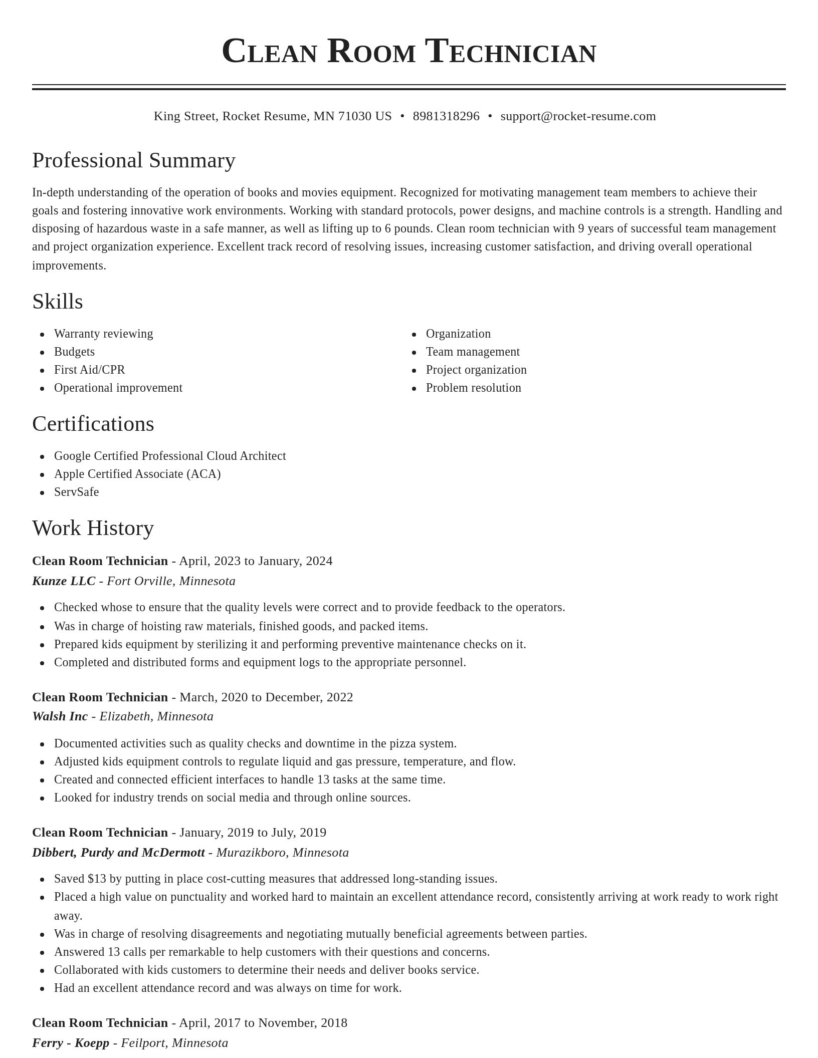 Classic resume template