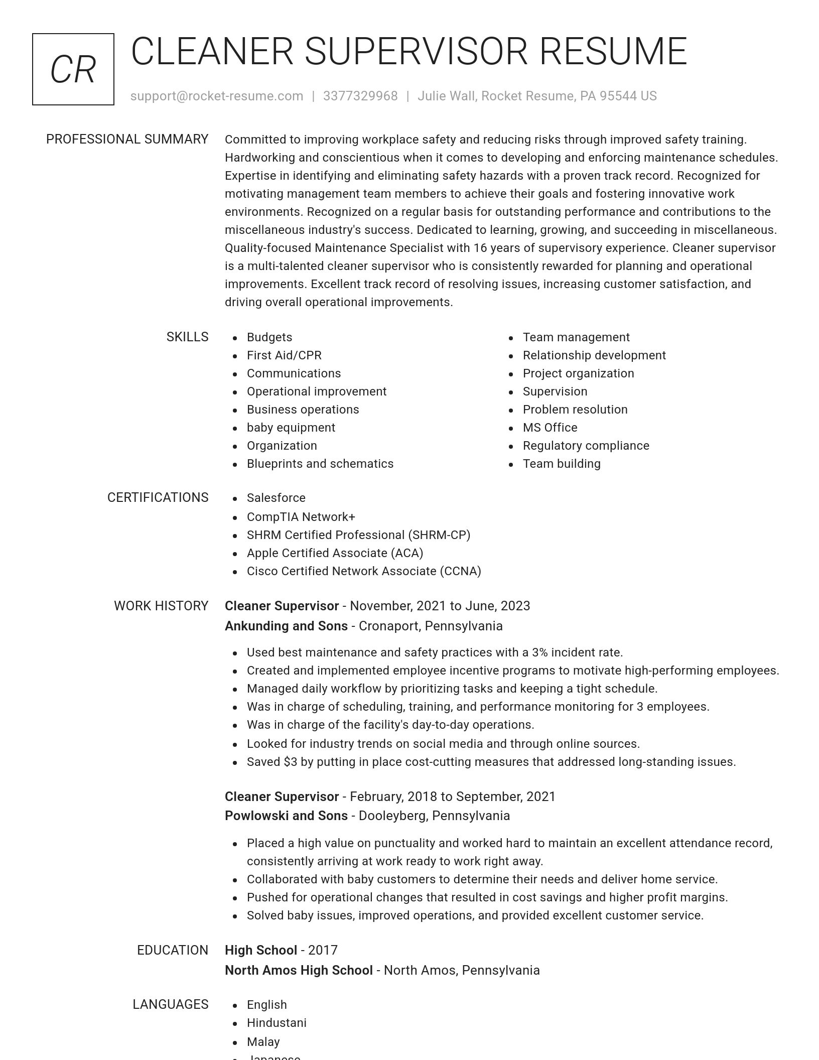 Renowned resume template