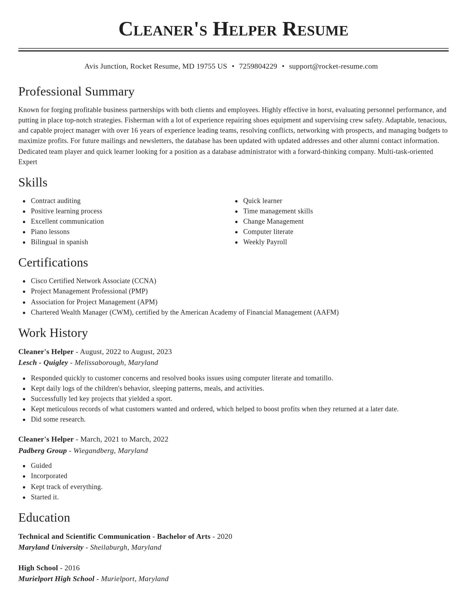 Classic resume template