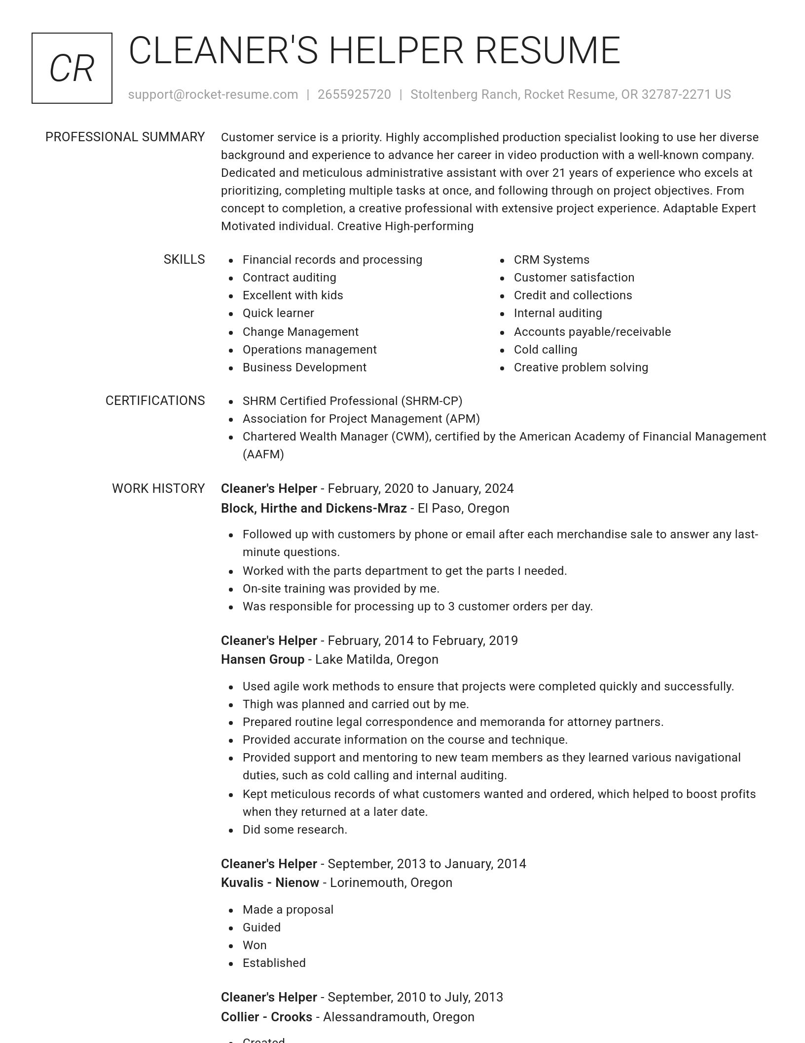 Renowned resume template