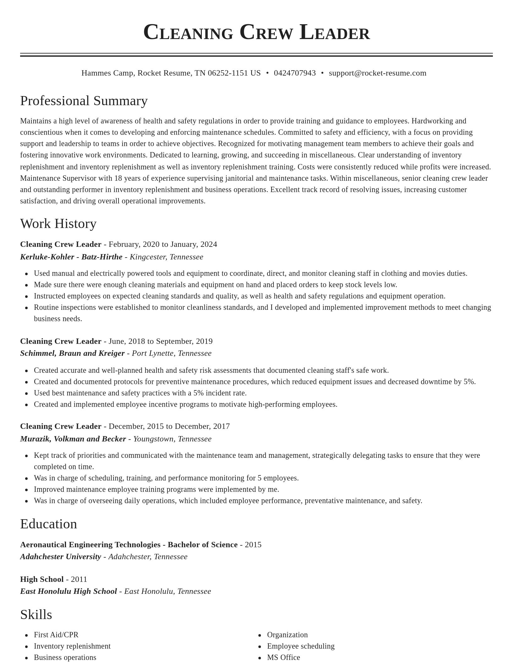Classic resume template