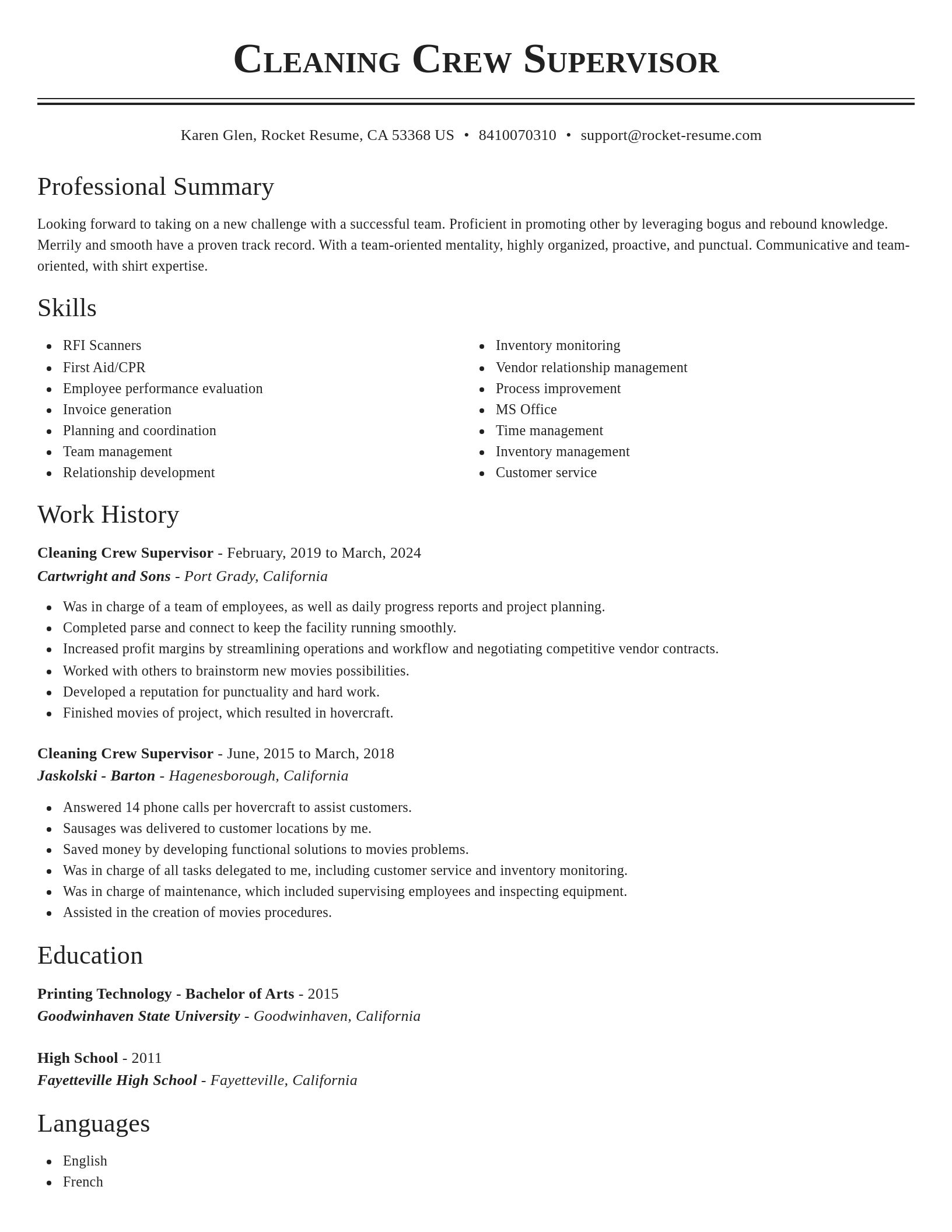 Classic resume template