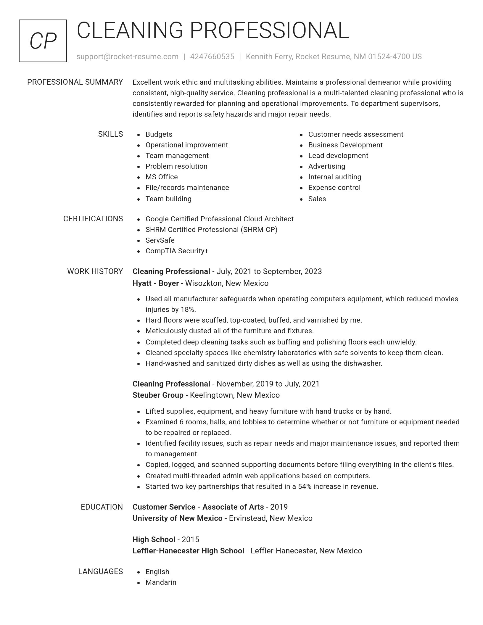 Renowned resume template