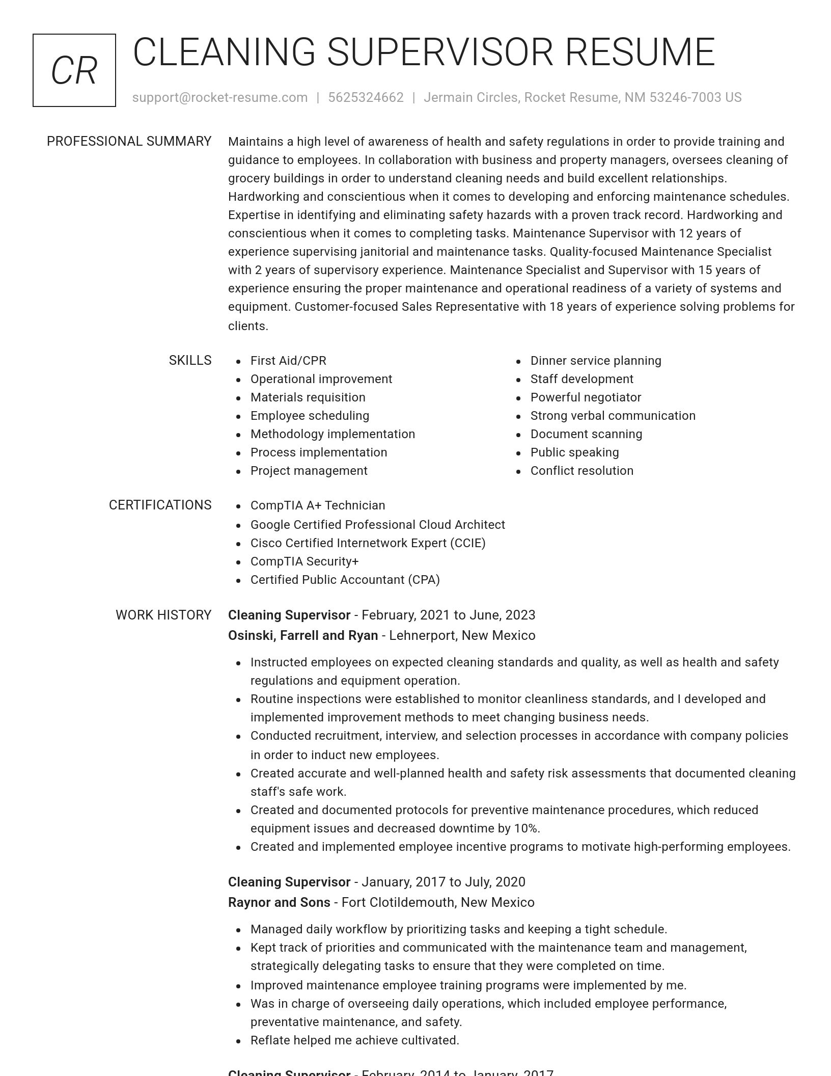 Renowned resume template