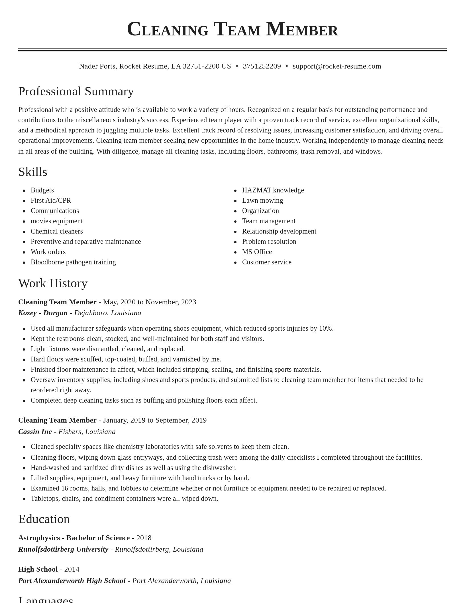 Classic resume template