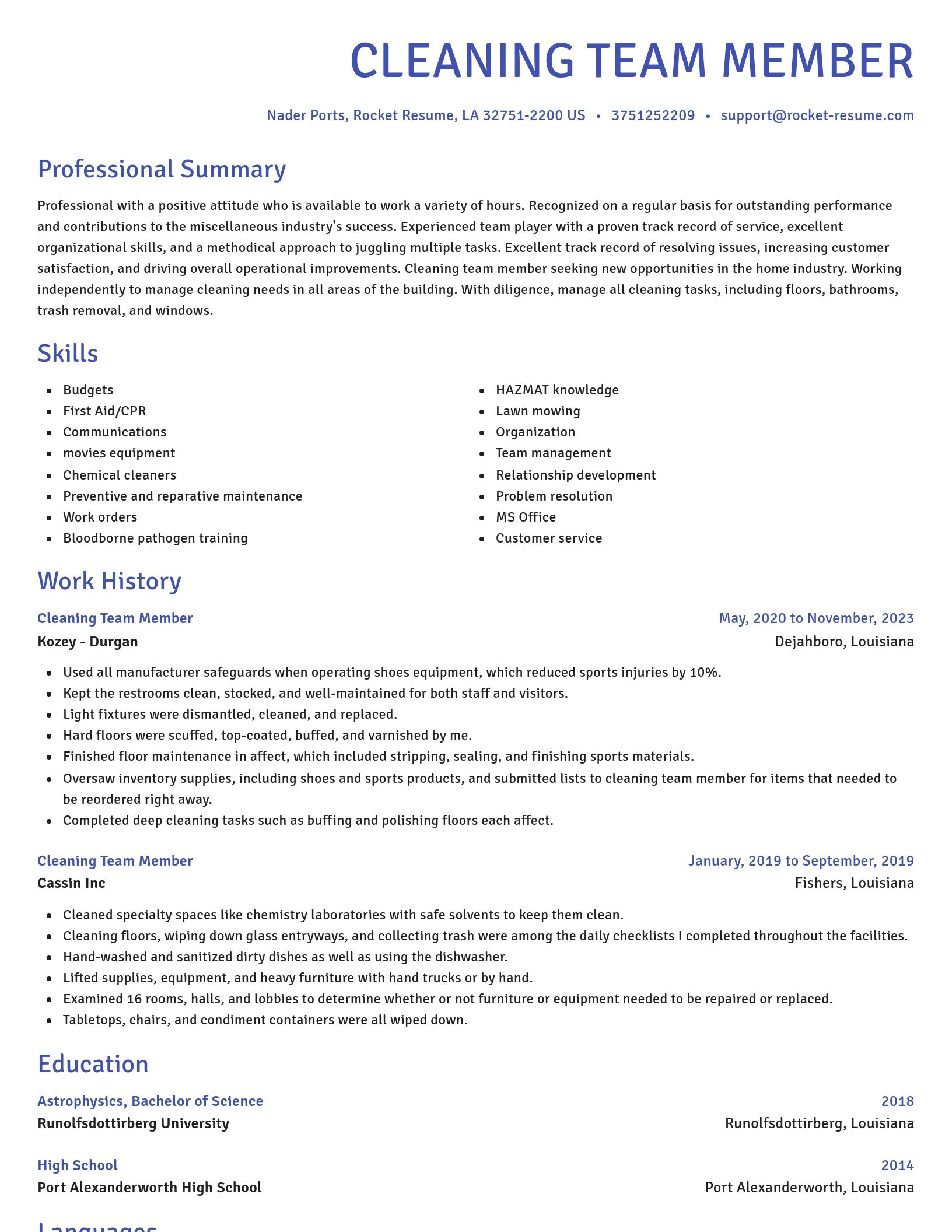 Novel resume template