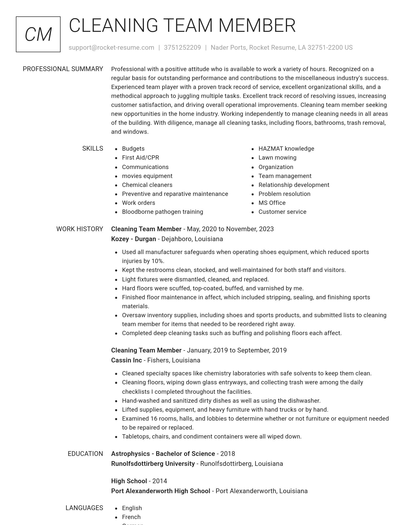 Renowned resume template