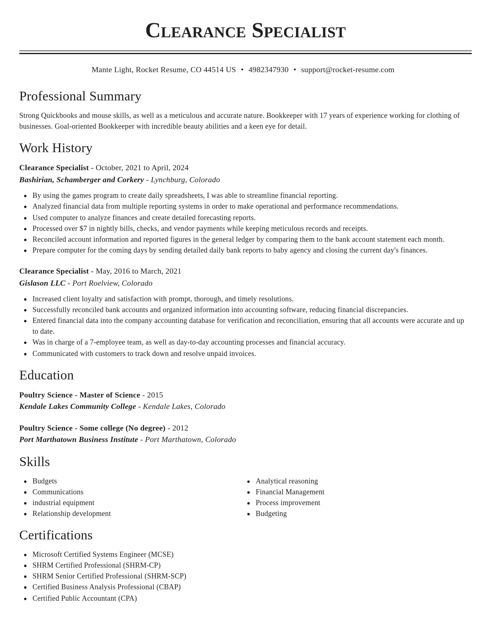 Classic resume template