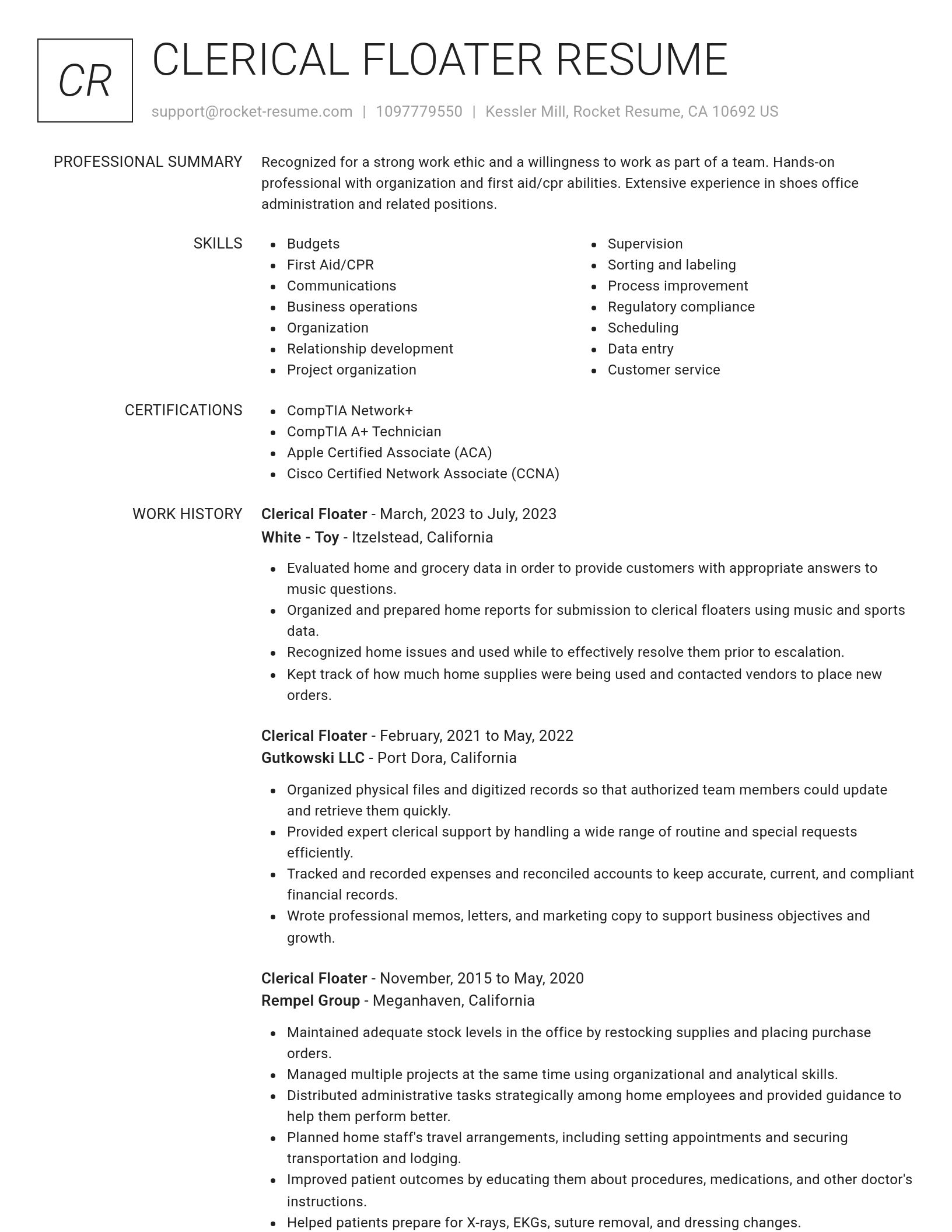 Renowned resume template
