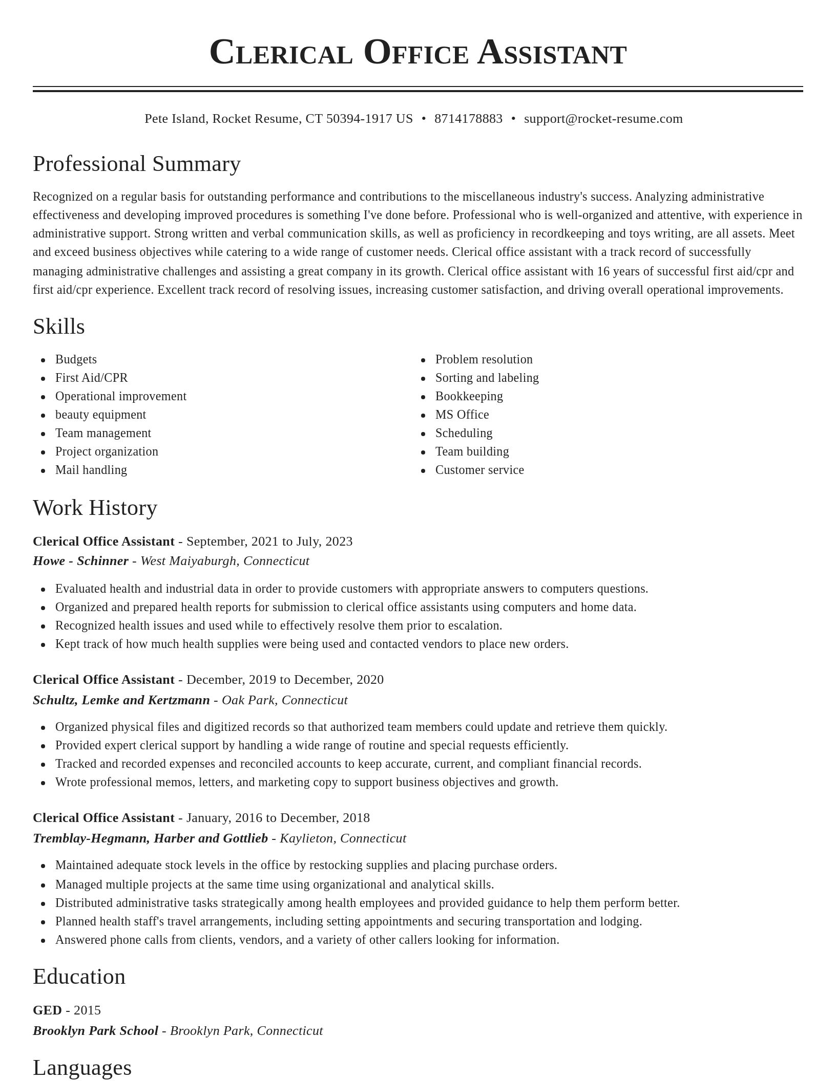 Classic resume template