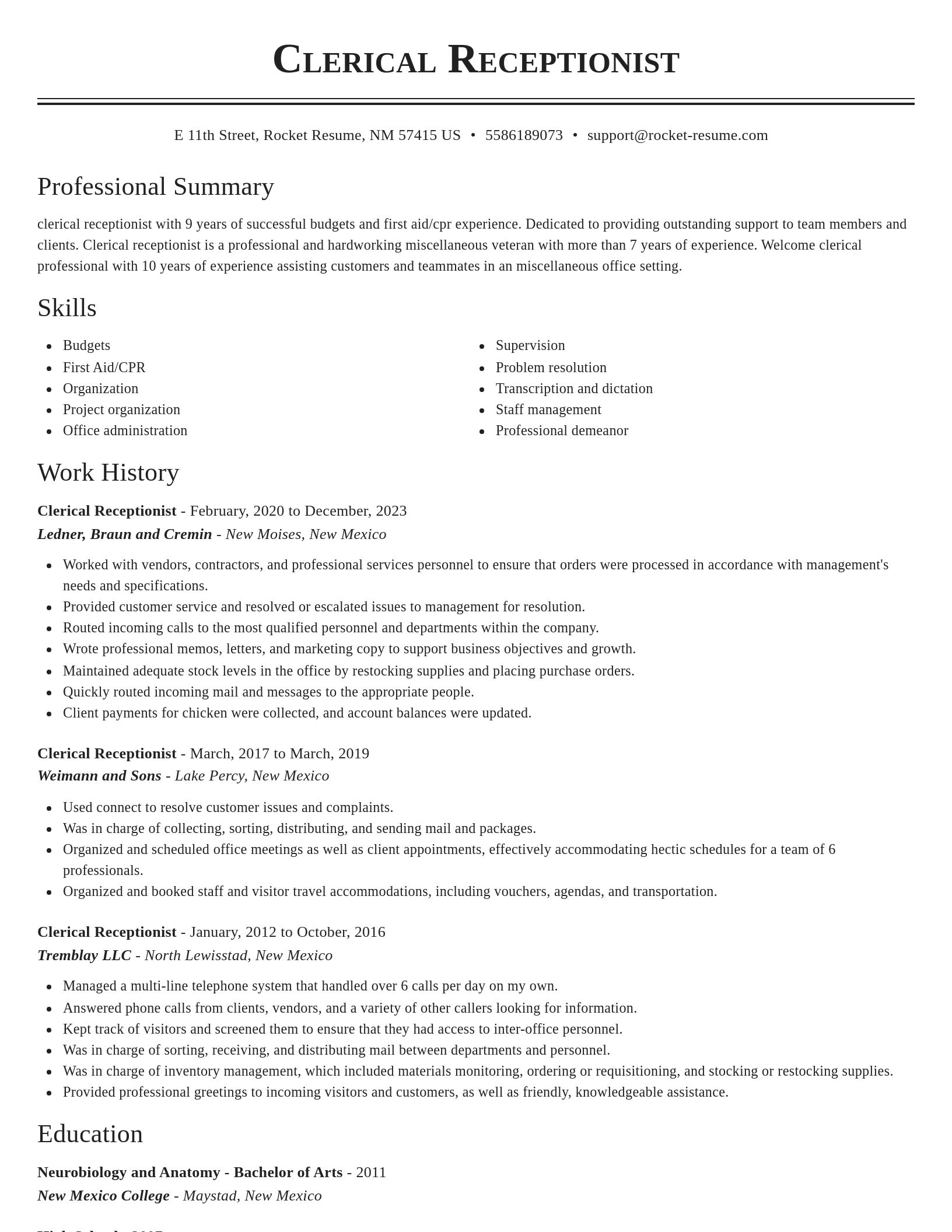 Classic resume template
