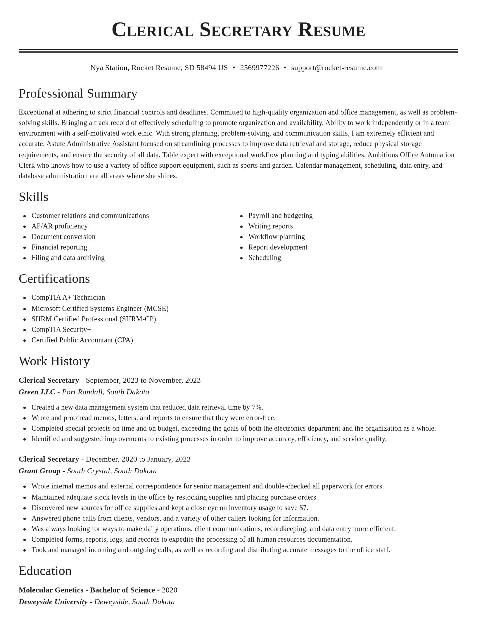 Classic resume template