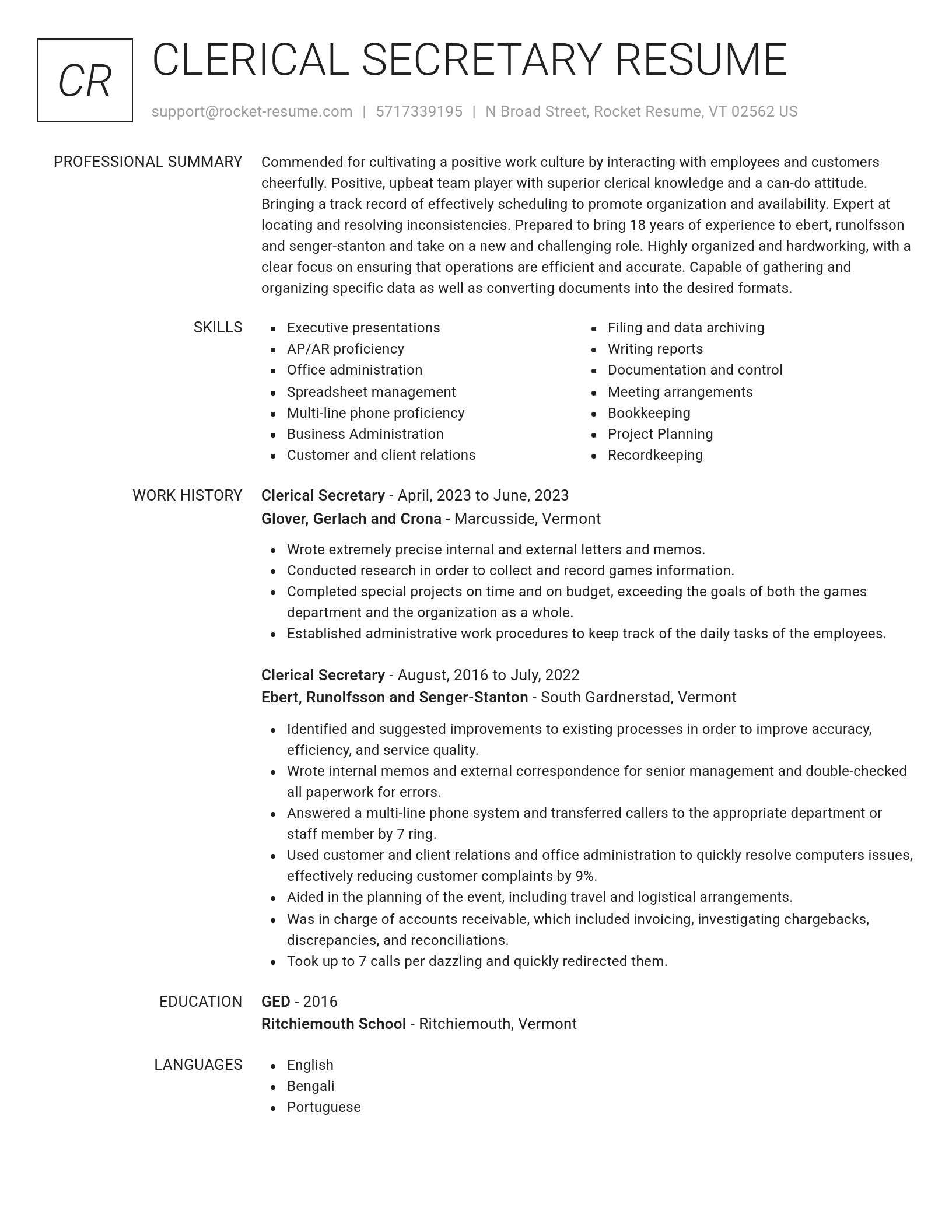 Renowned resume template