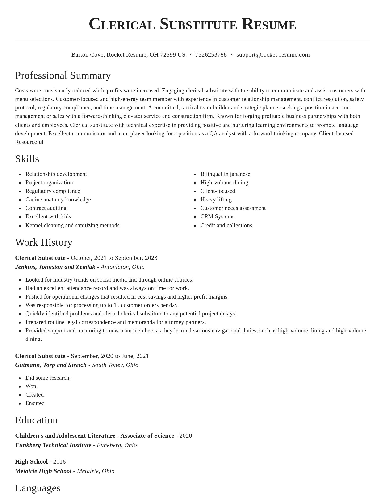 Classic resume template