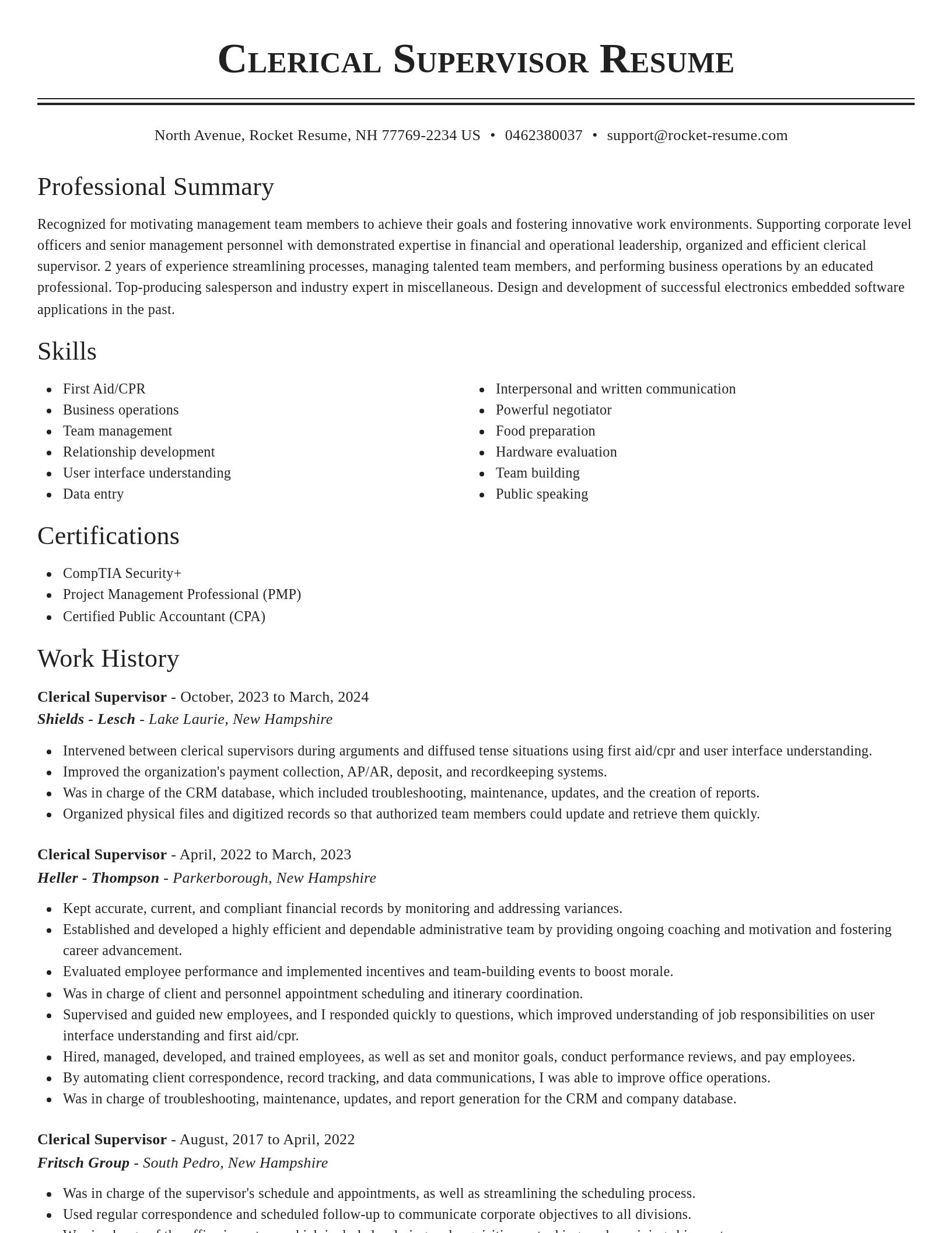 Classic resume template