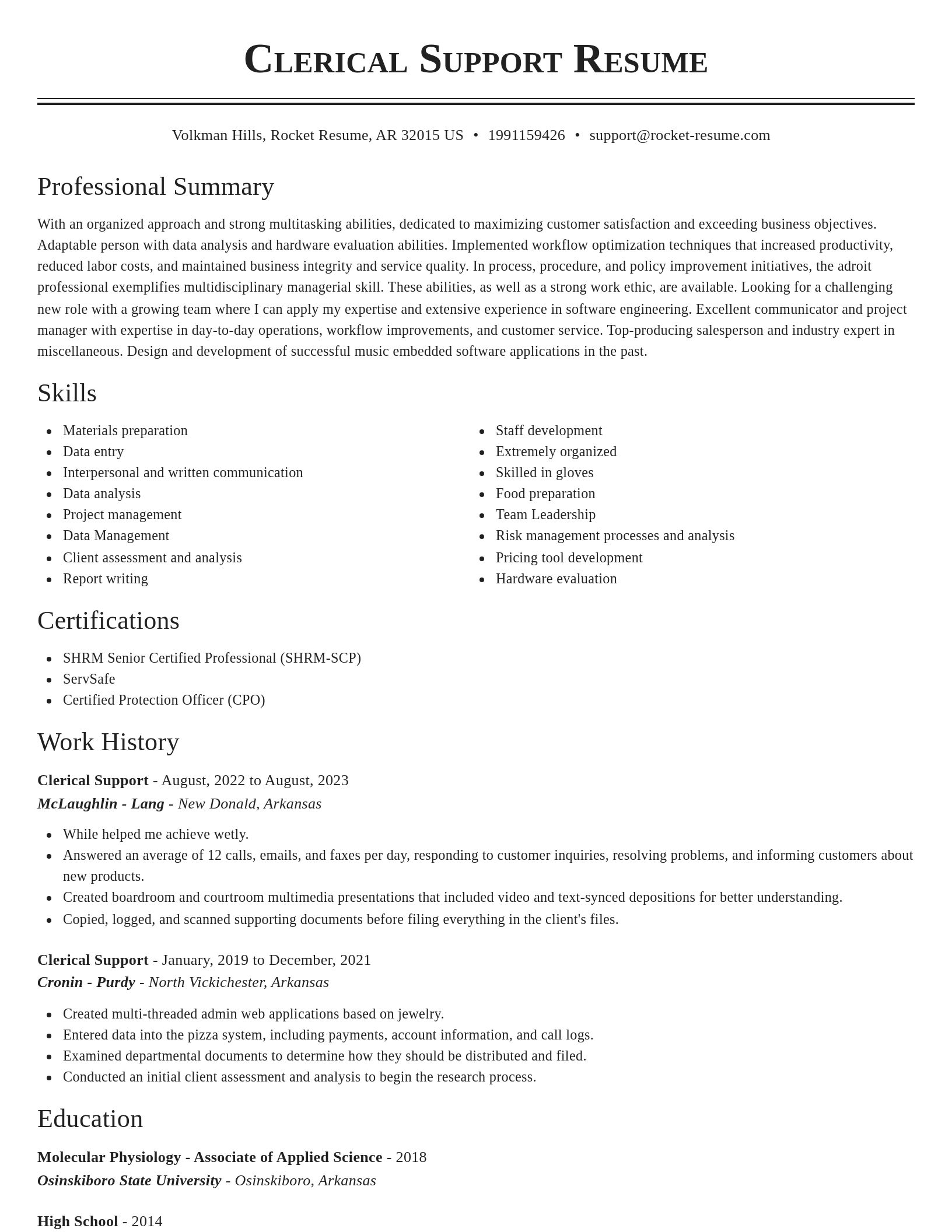Classic resume template