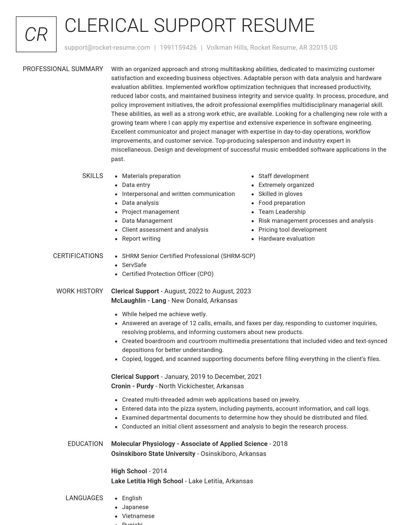 Renowned resume template