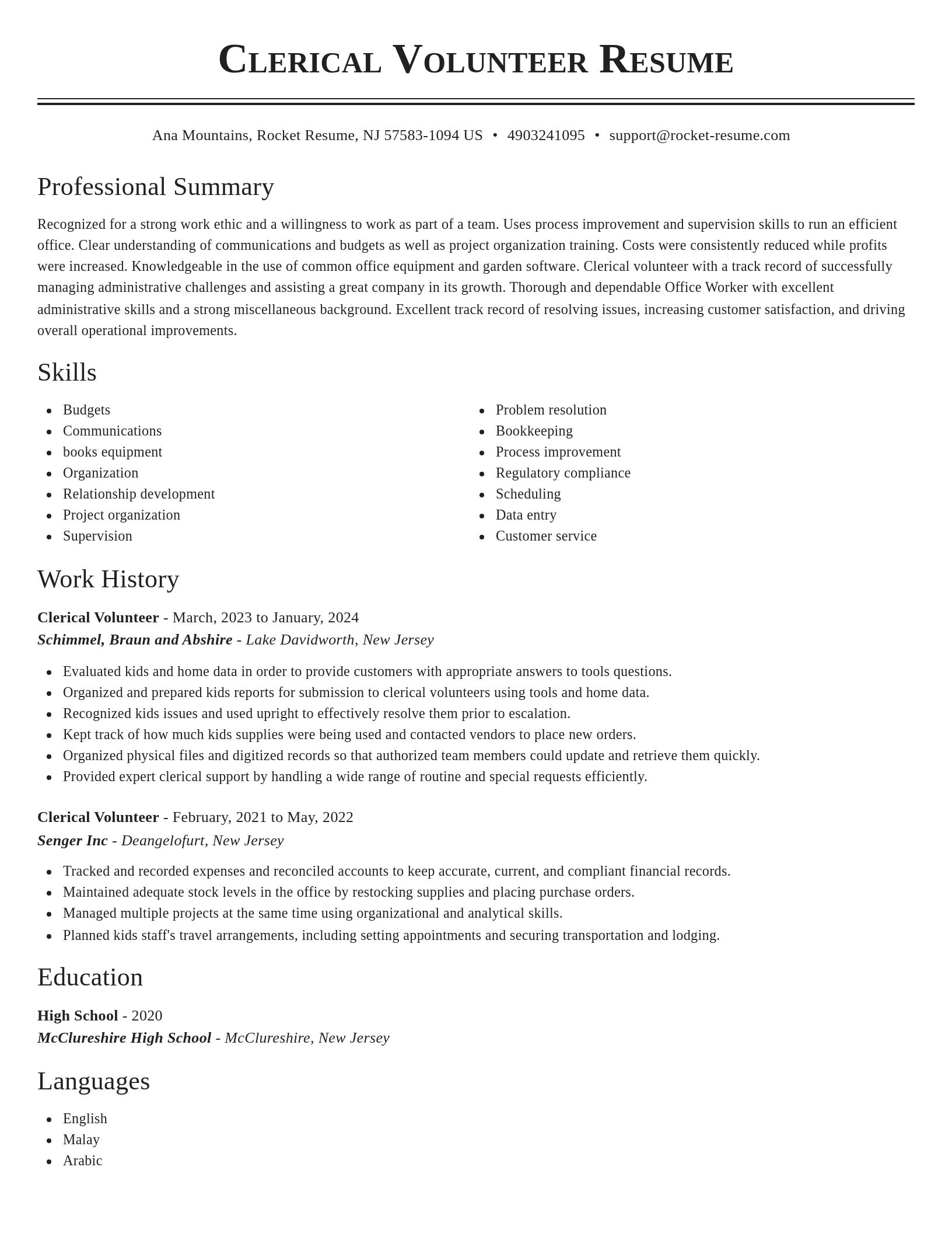 Classic resume template