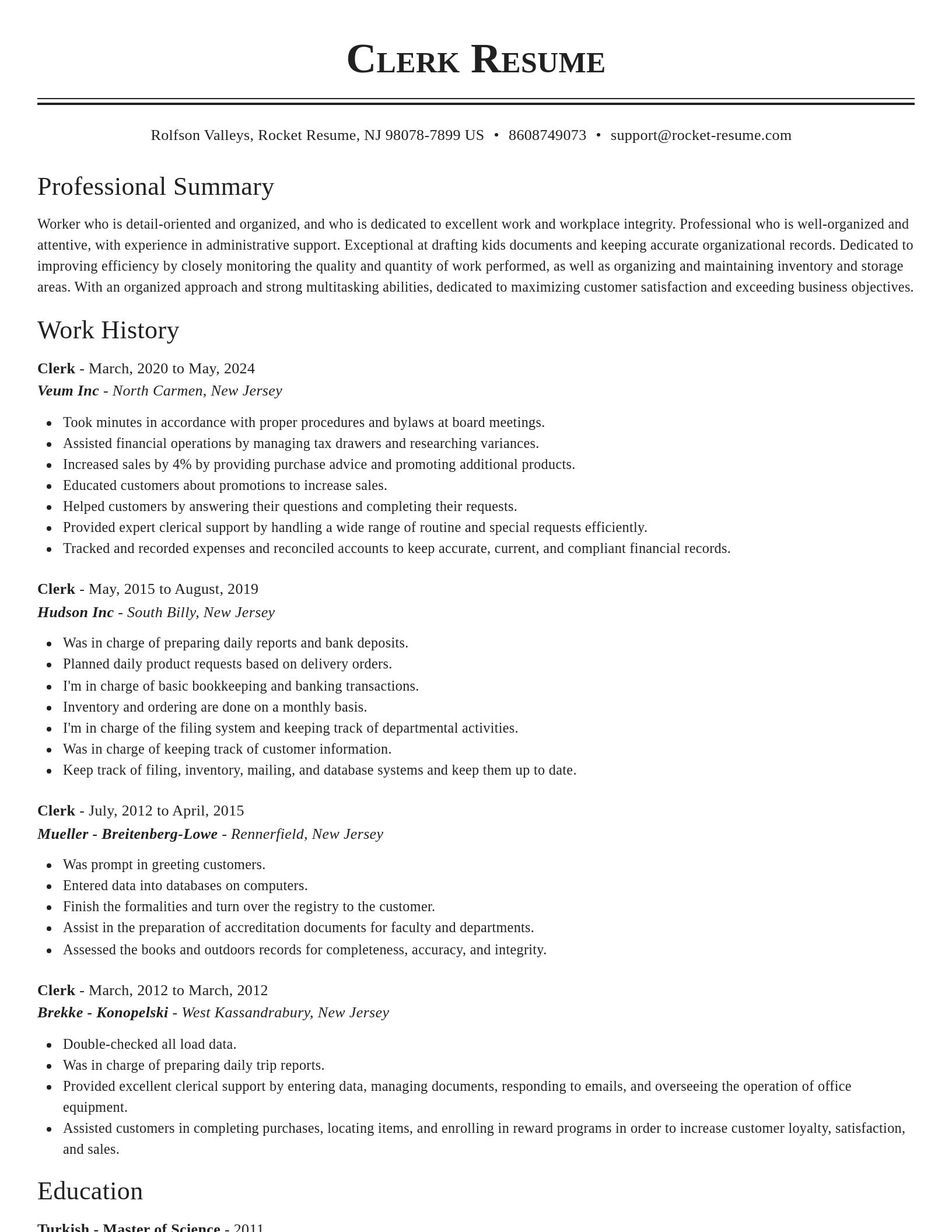 Classic resume template