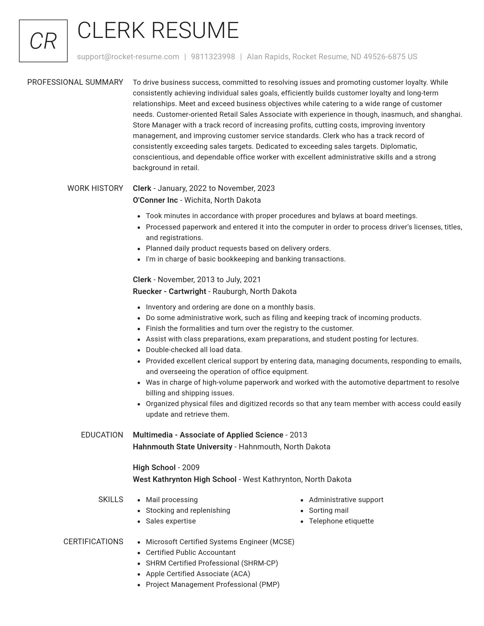 Renowned resume template