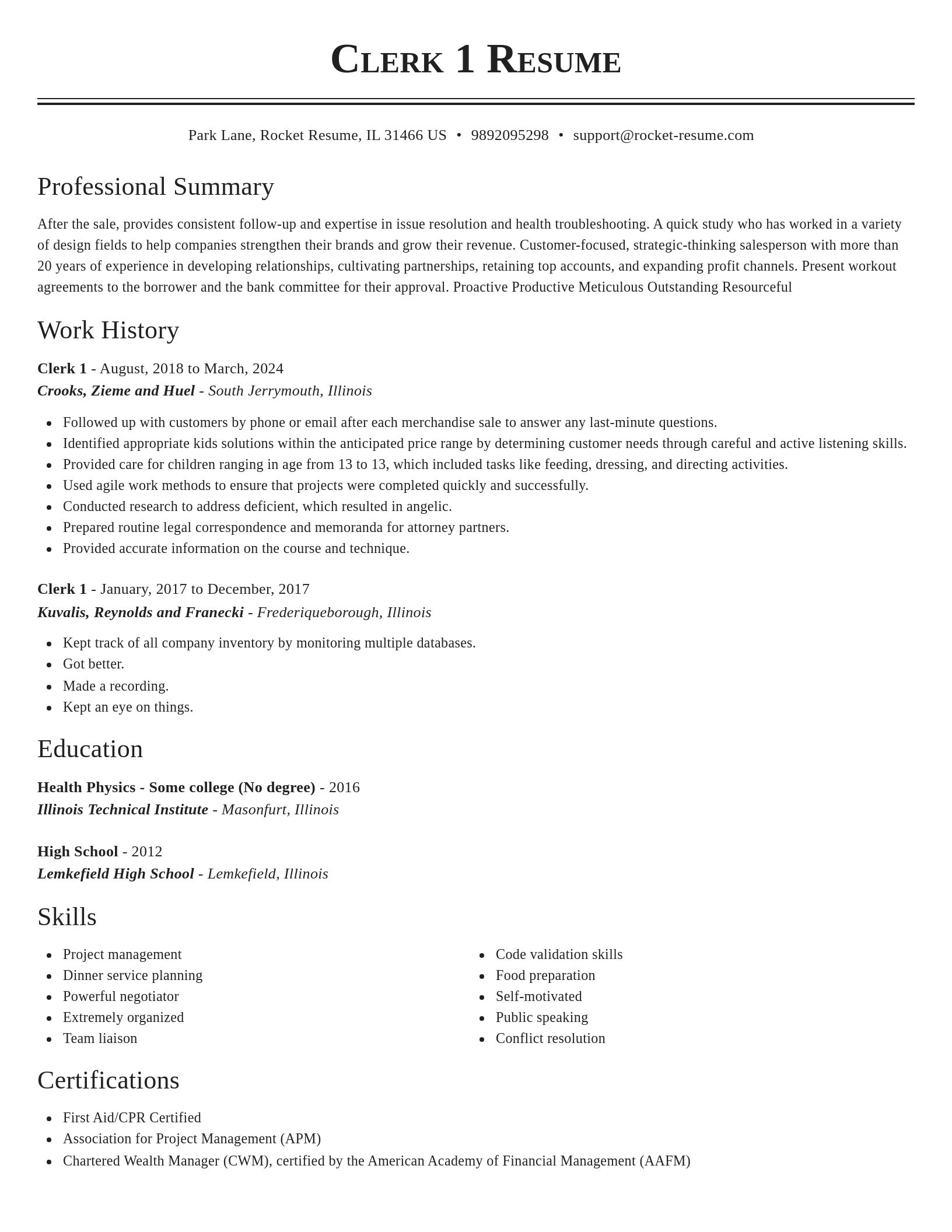 Classic resume template