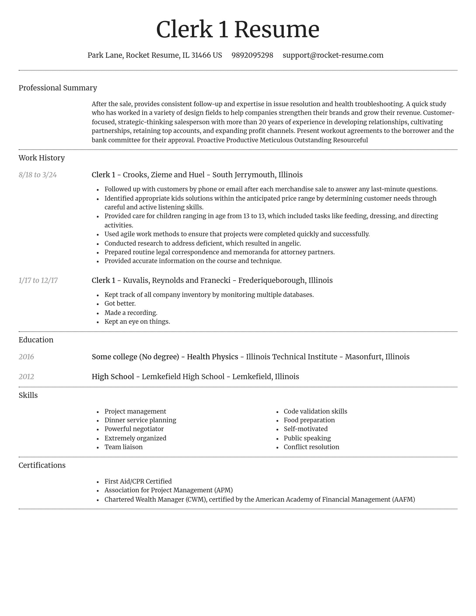 Dignified resume template